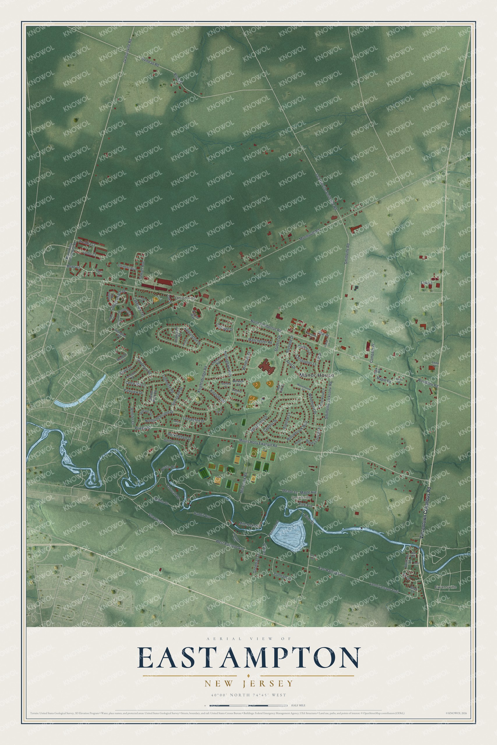Watermarked full-map preview of Eastampton, New Jersey