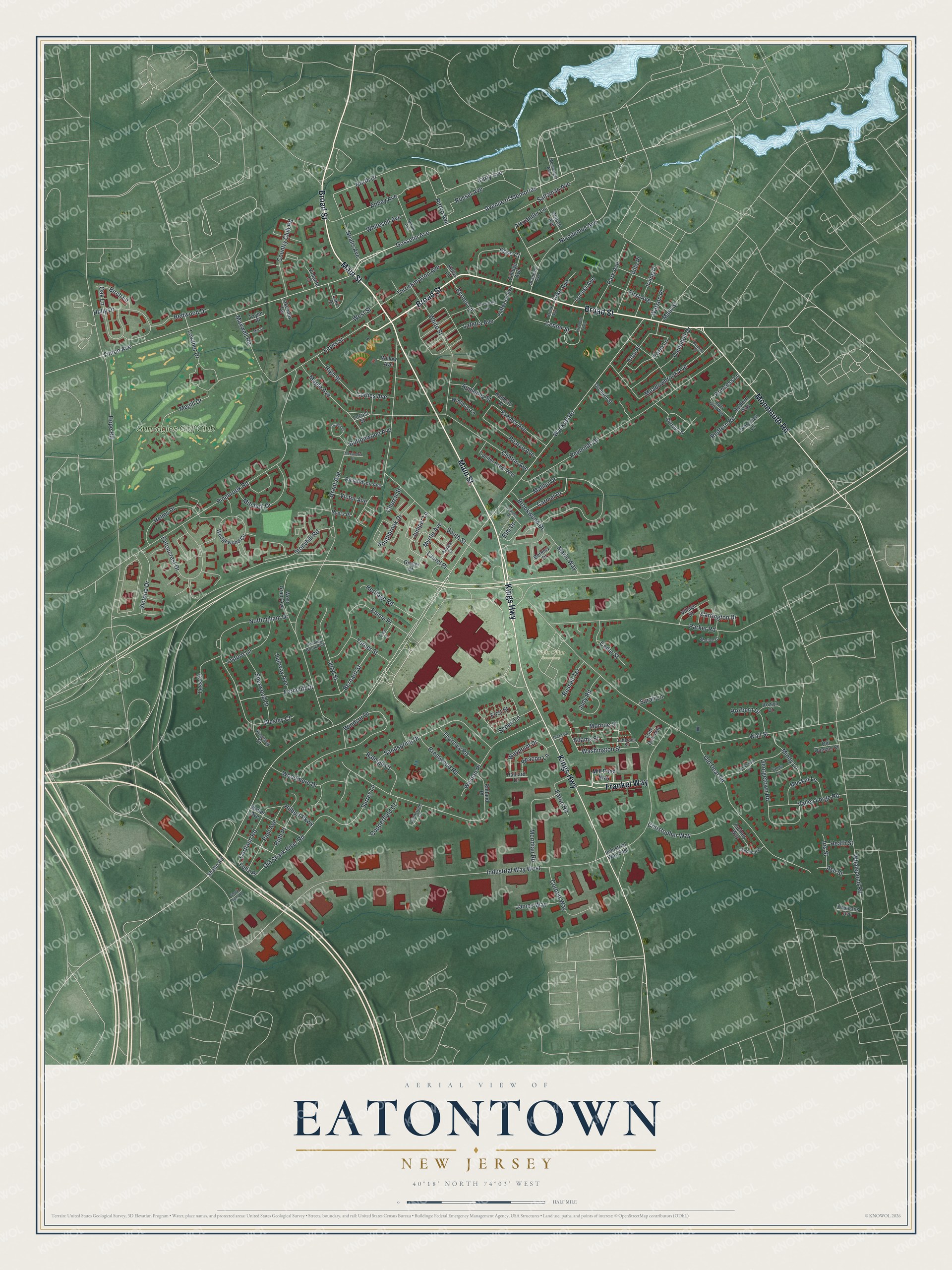 Watermarked full-map preview of Eatontown, New Jersey