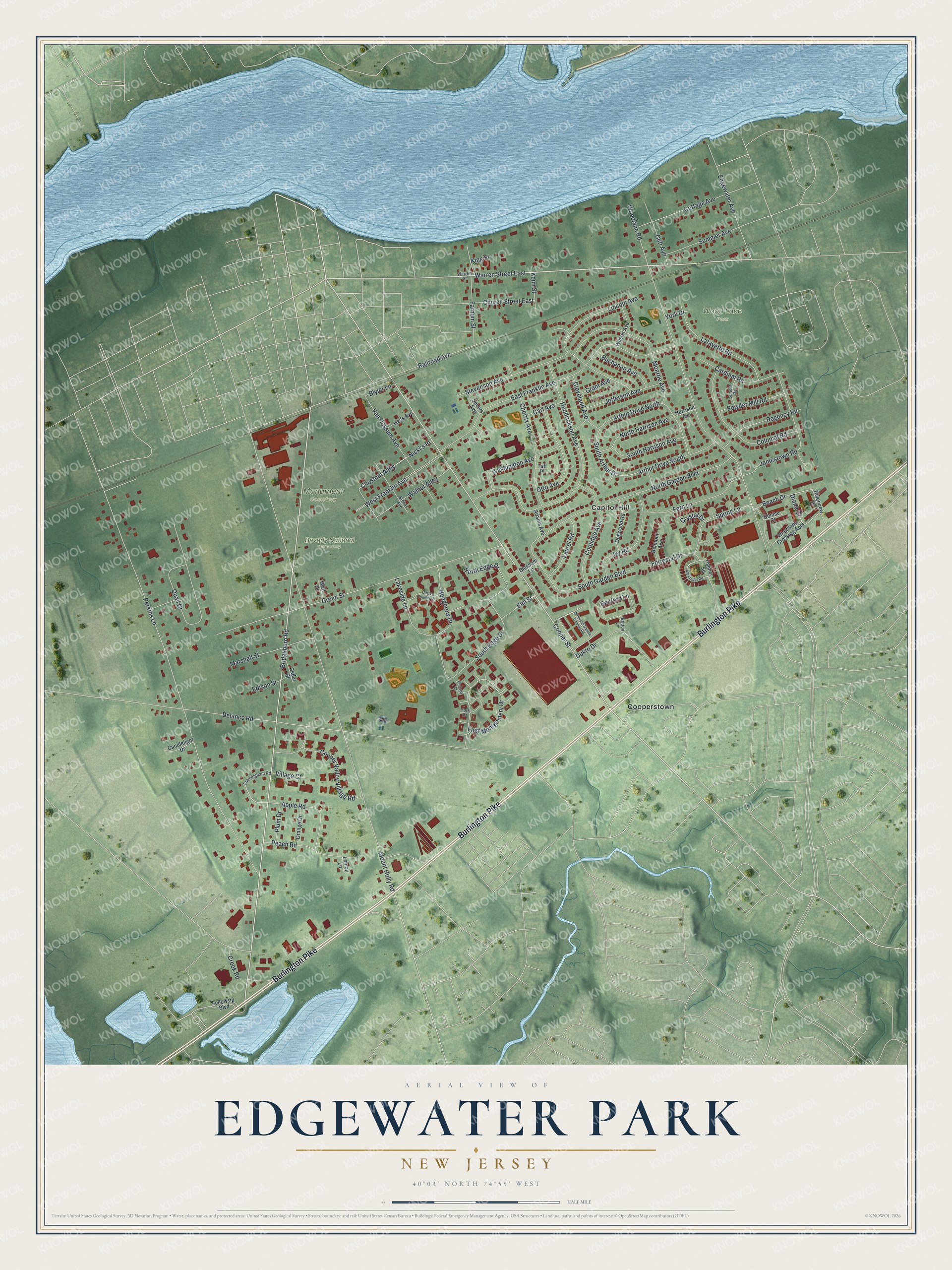 Watermarked full-map preview of Edgewater Park, New Jersey