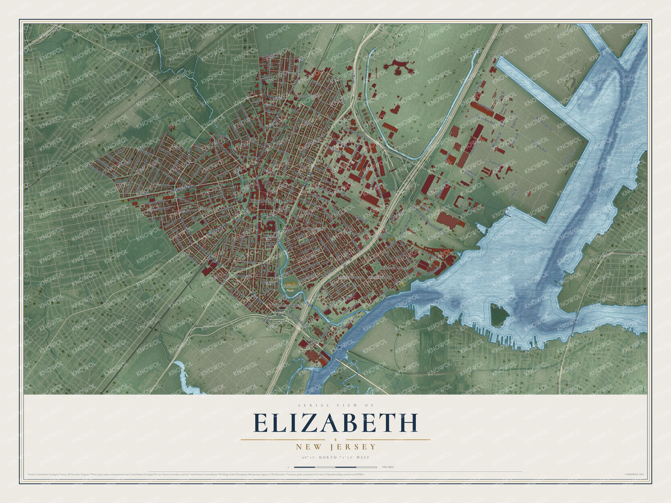 Watermarked full-map preview of Elizabeth, New Jersey