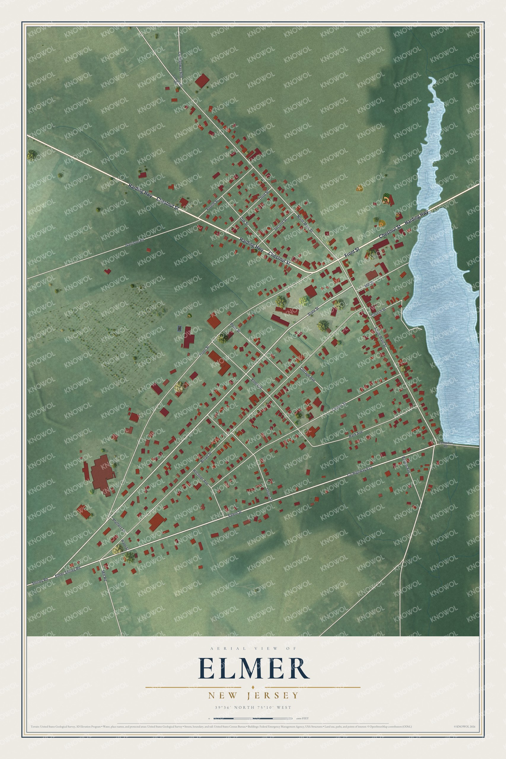 Watermarked full-map preview of Elmer, New Jersey