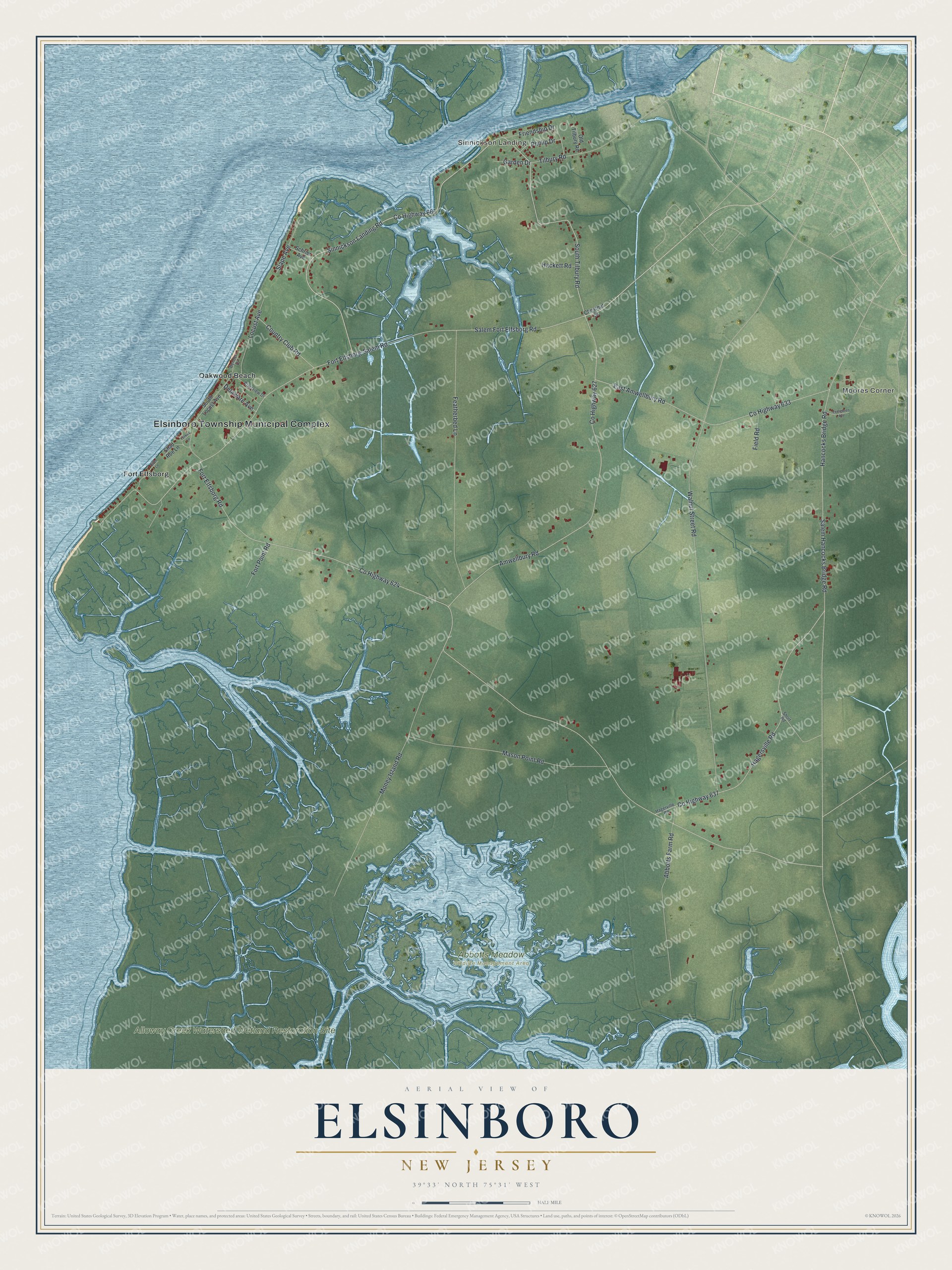 Watermarked full-map preview of Elsinboro, New Jersey