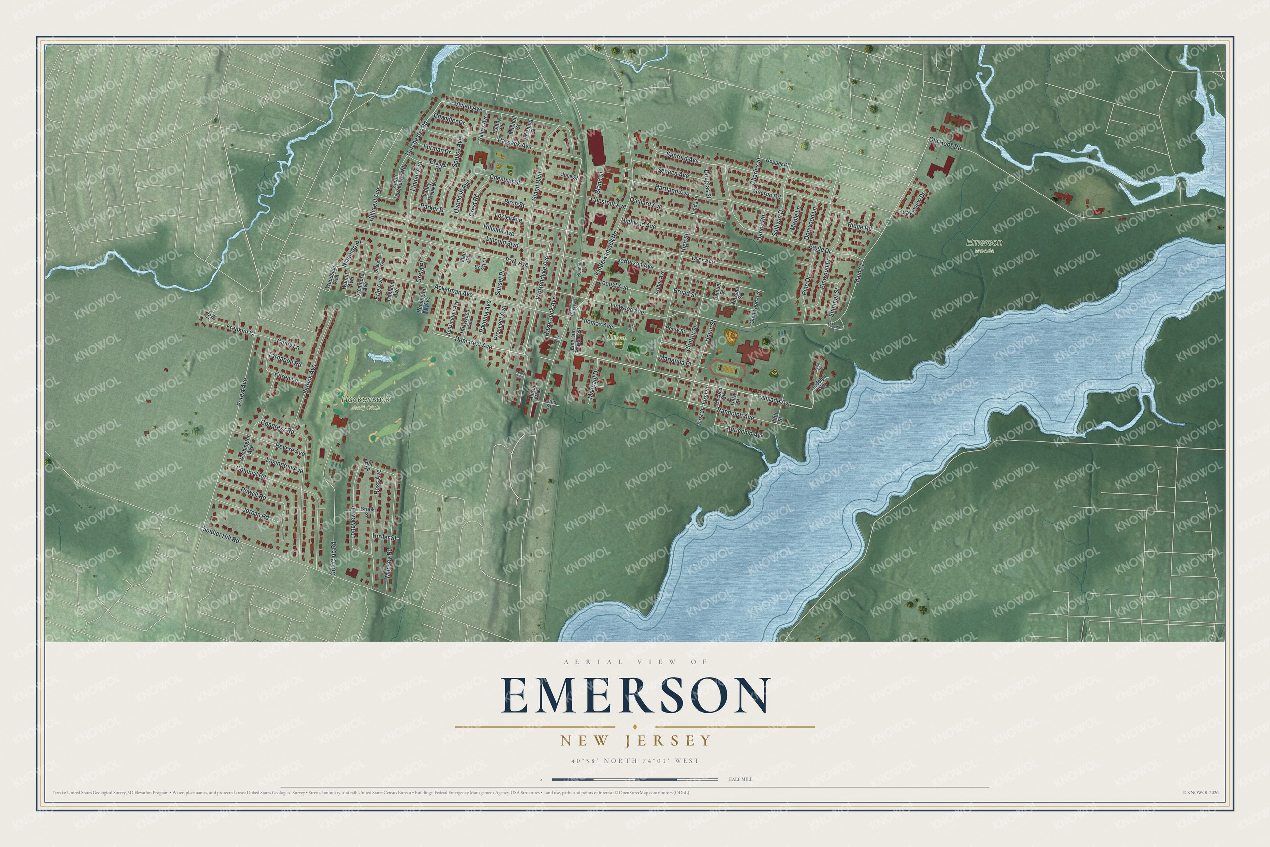 Watermarked full-map preview of Emerson, New Jersey