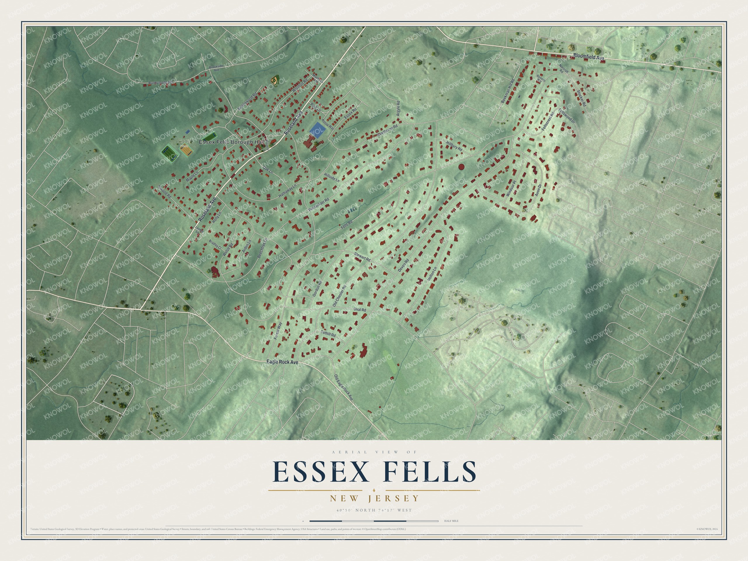 Watermarked full-map preview of Essex Fells, New Jersey