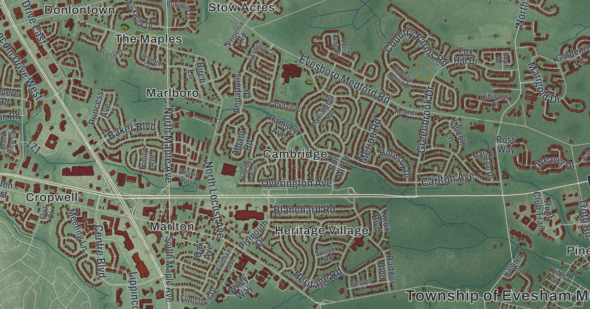 Map of Evesham, New Jersey