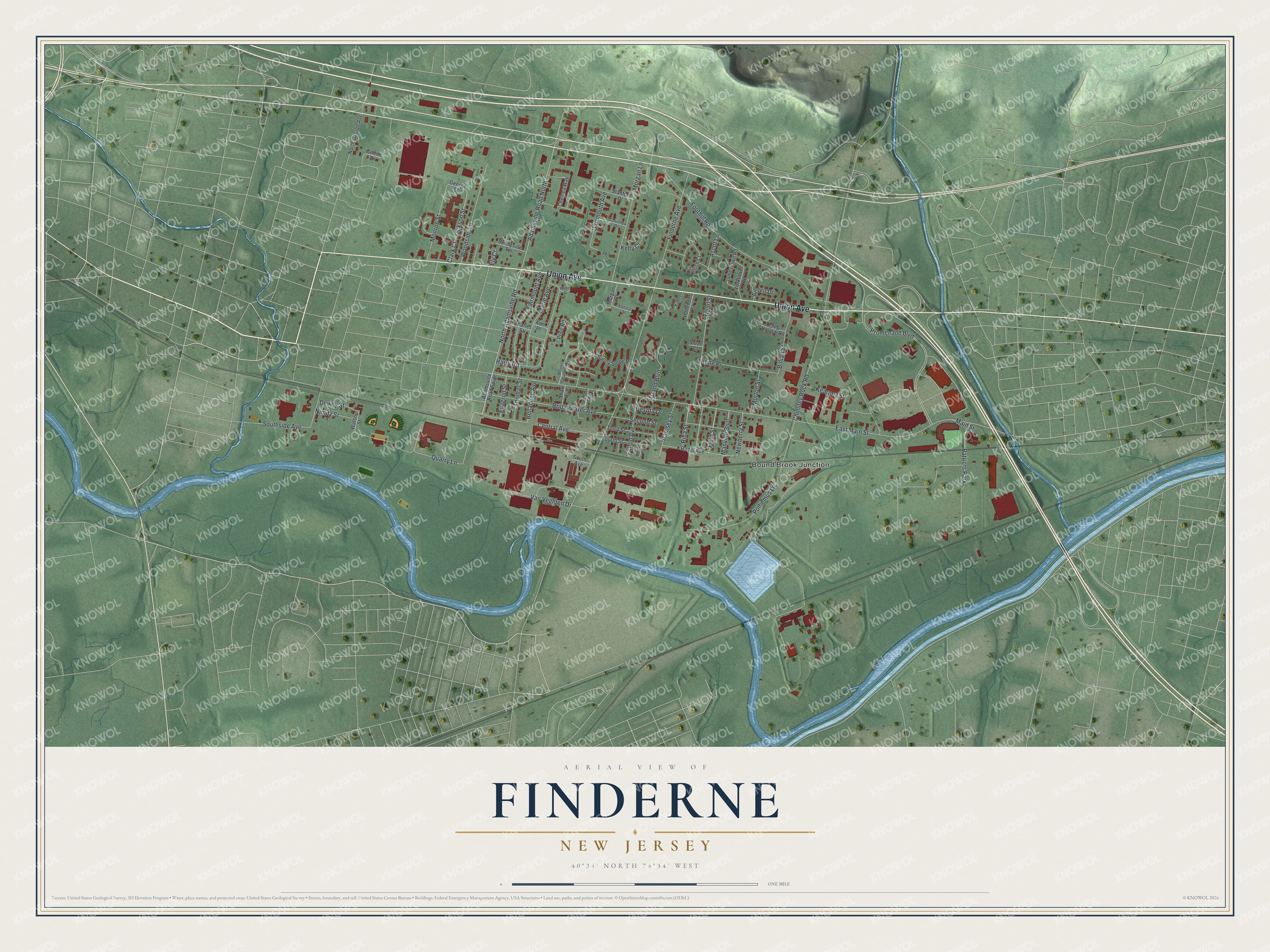 Watermarked full-map preview of Finderne, New Jersey