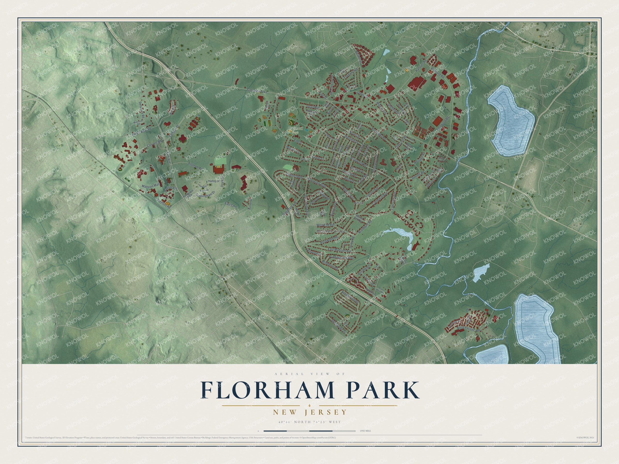 Watermarked full-map preview of Florham Park, New Jersey