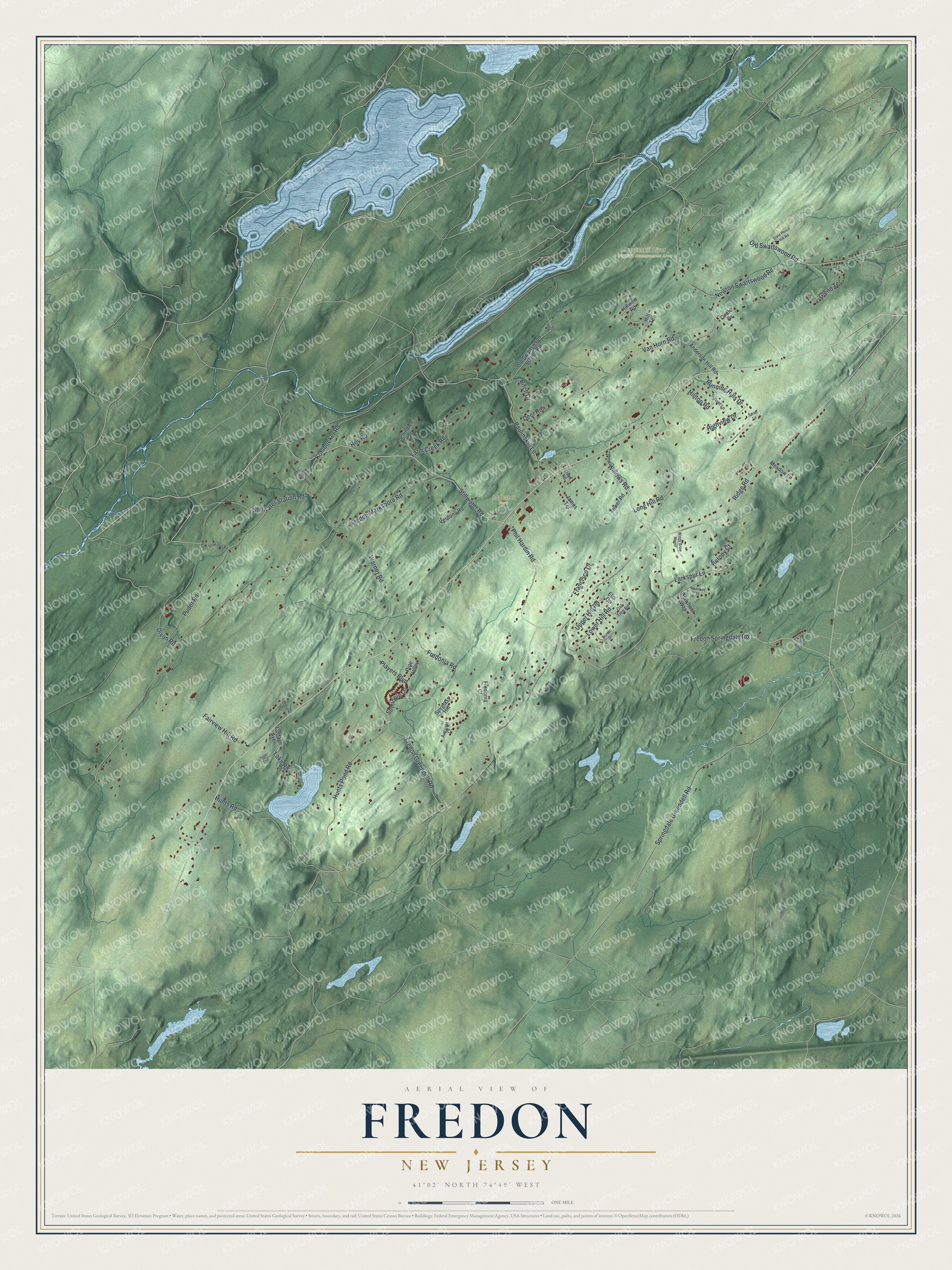 Watermarked full-map preview of Fredon, New Jersey