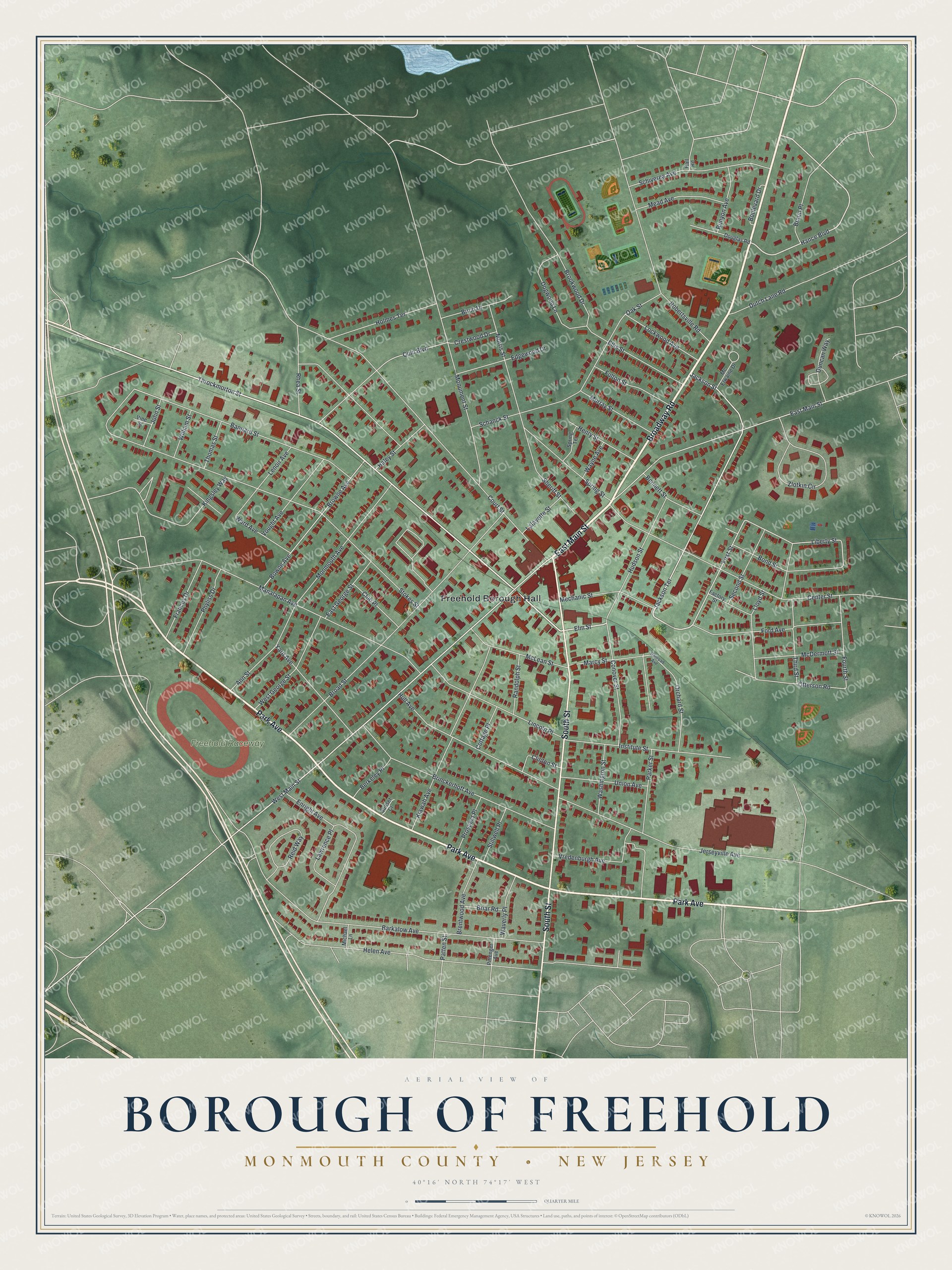 Watermarked full-map preview of Borough of Freehold, New Jersey