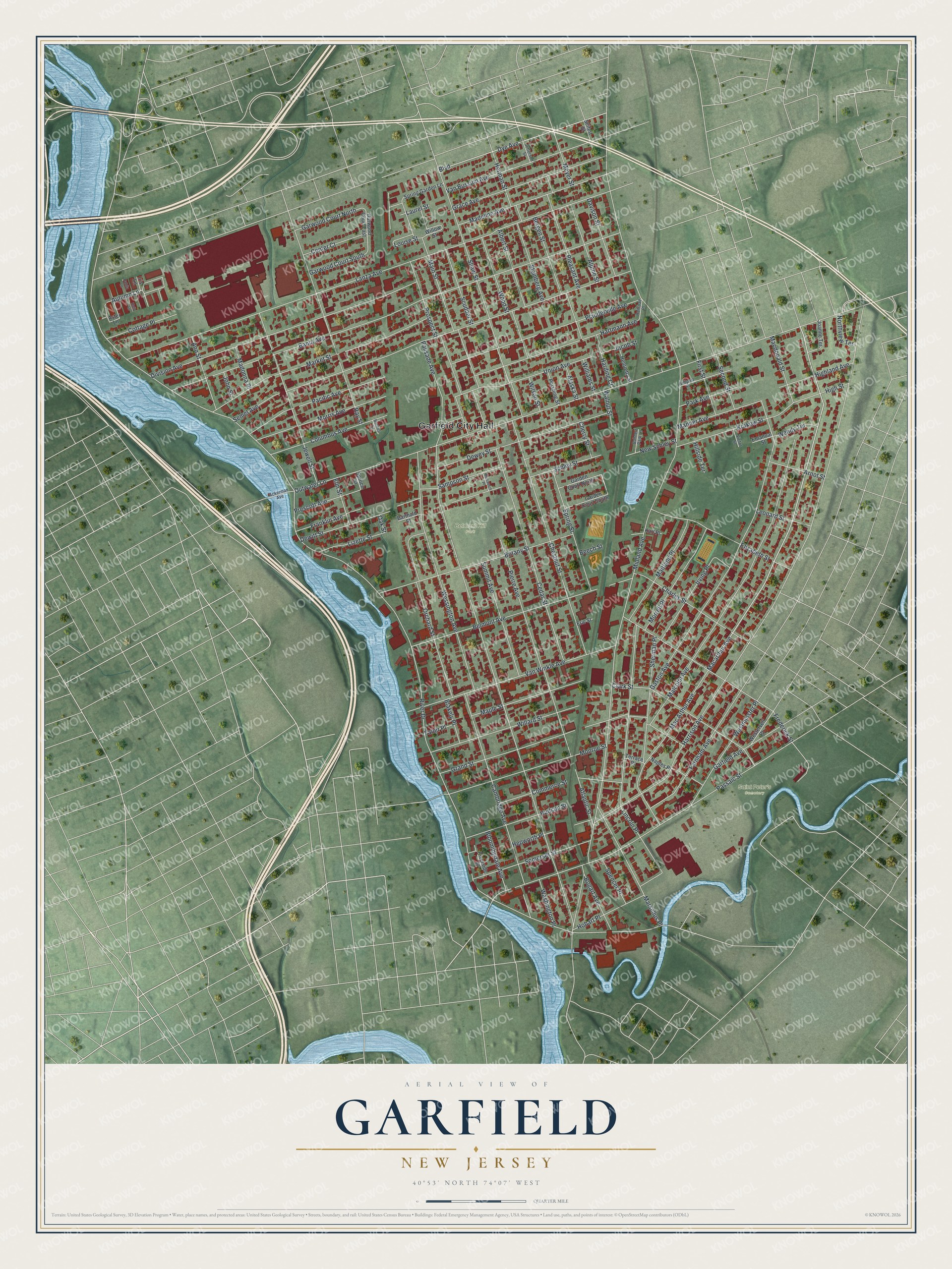 Watermarked full-map preview of Garfield, New Jersey