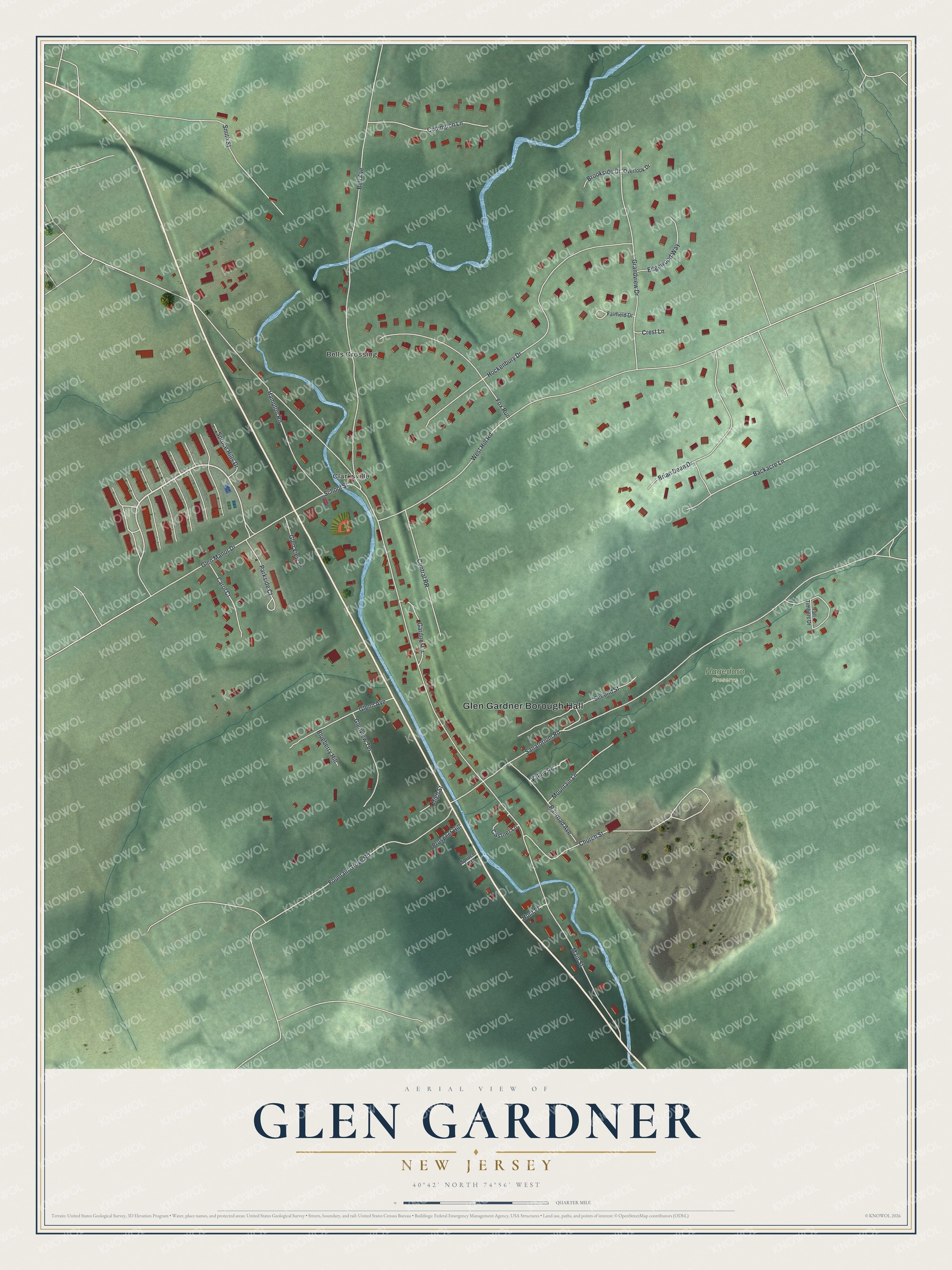 Watermarked full-map preview of Glen Gardner, New Jersey