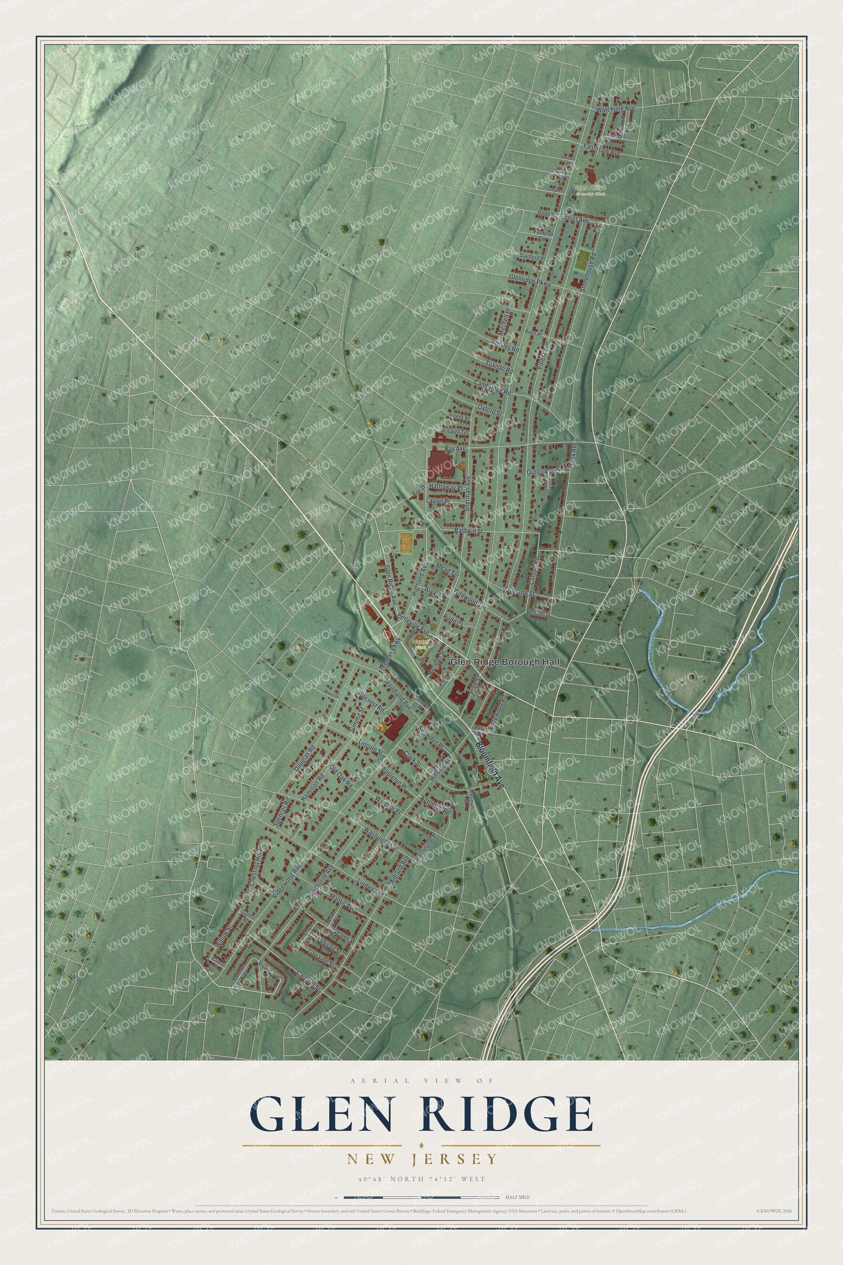 Watermarked full-map preview of Glen Ridge, New Jersey