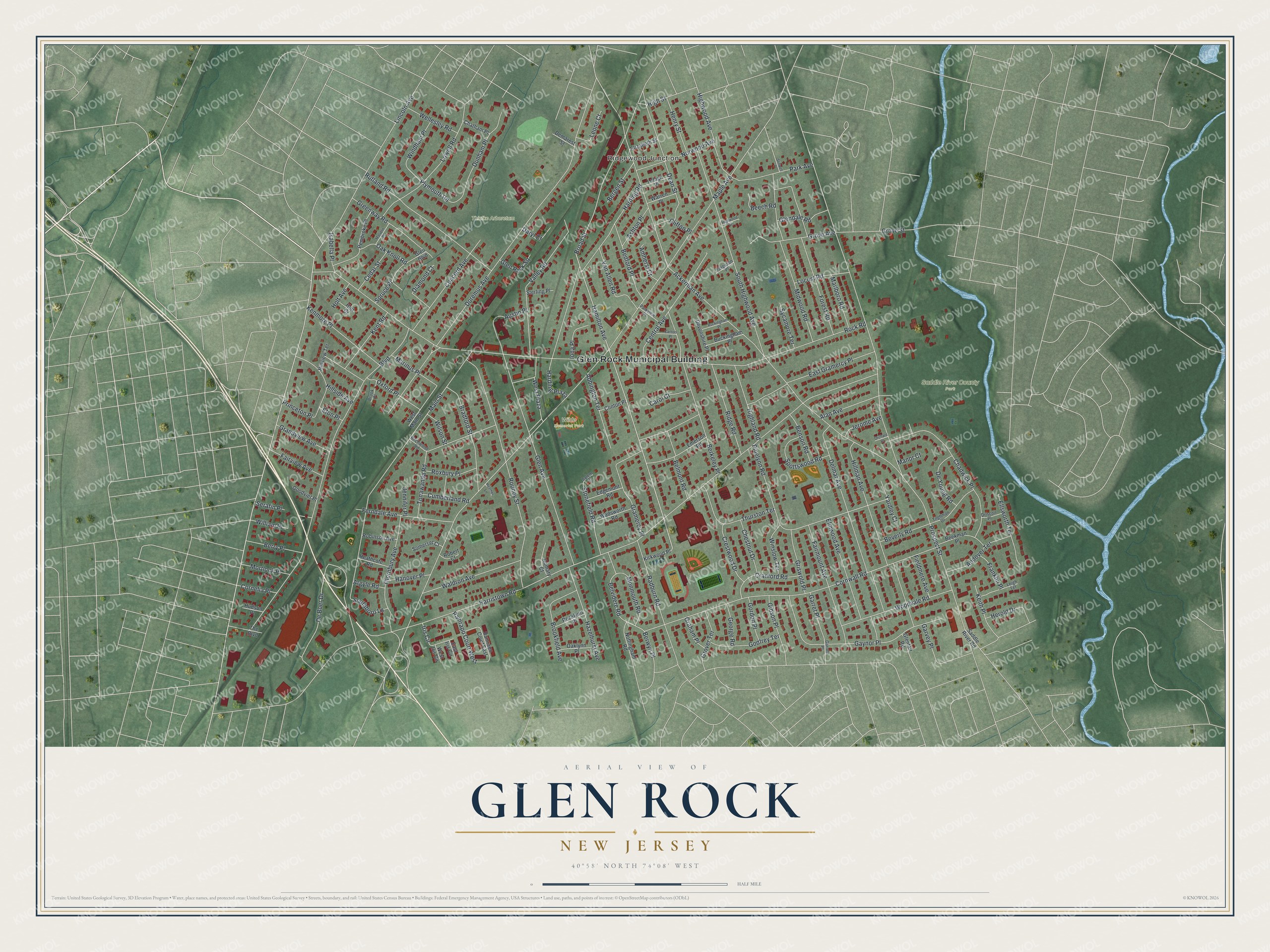 Watermarked full-map preview of Glen Rock, New Jersey