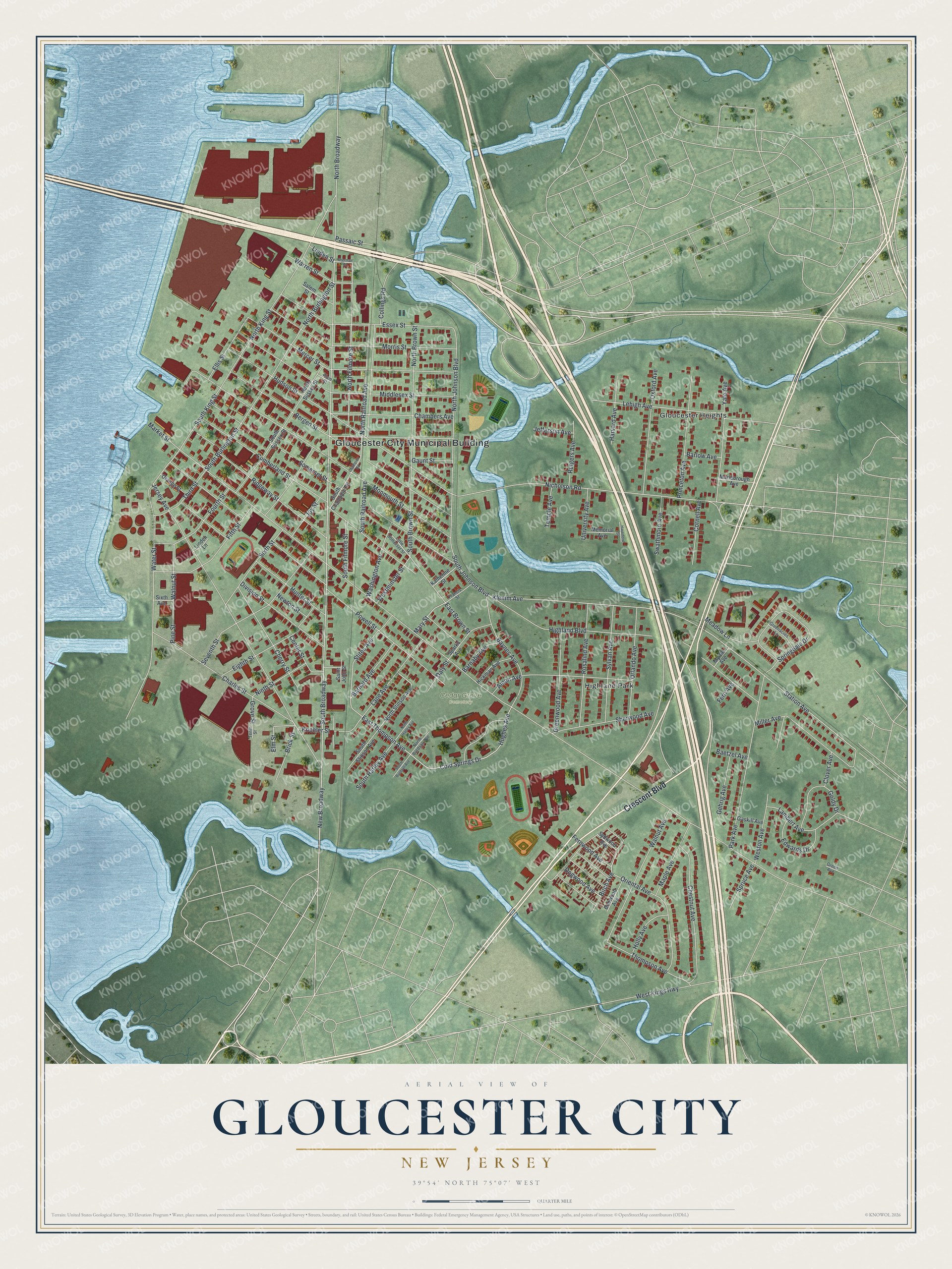 Watermarked full-map preview of Gloucester City, New Jersey