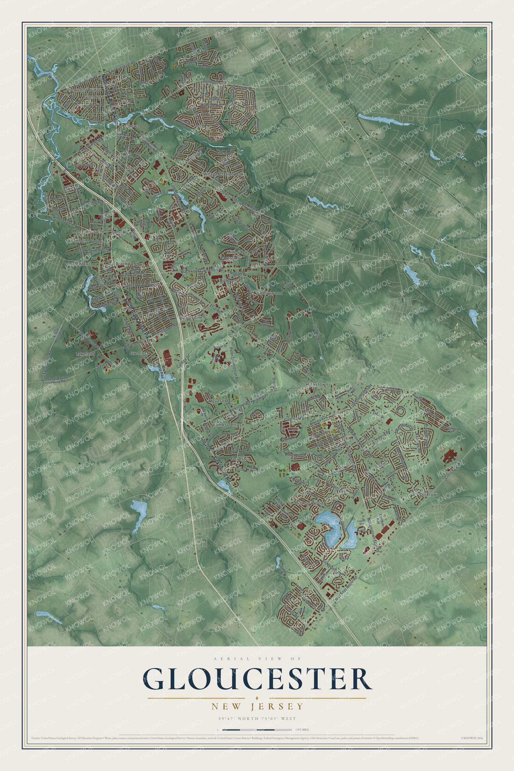 Watermarked full-map preview of Gloucester, New Jersey