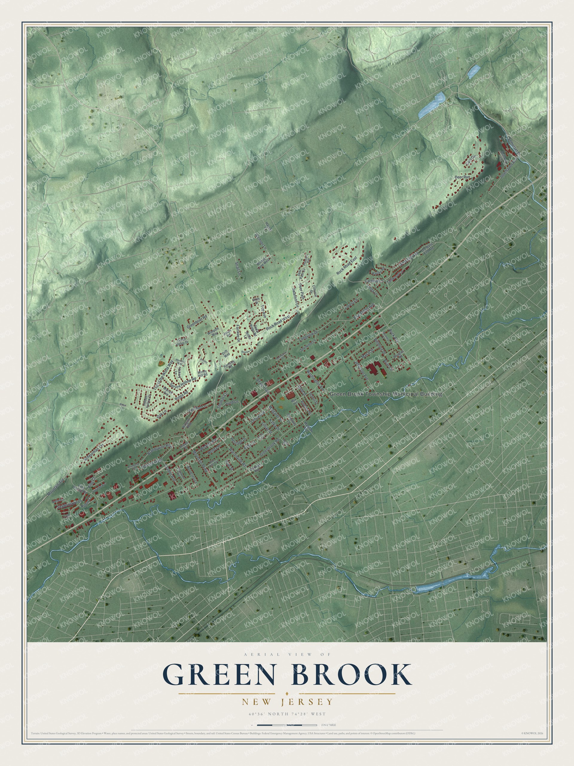 Watermarked full-map preview of Green Brook, New Jersey