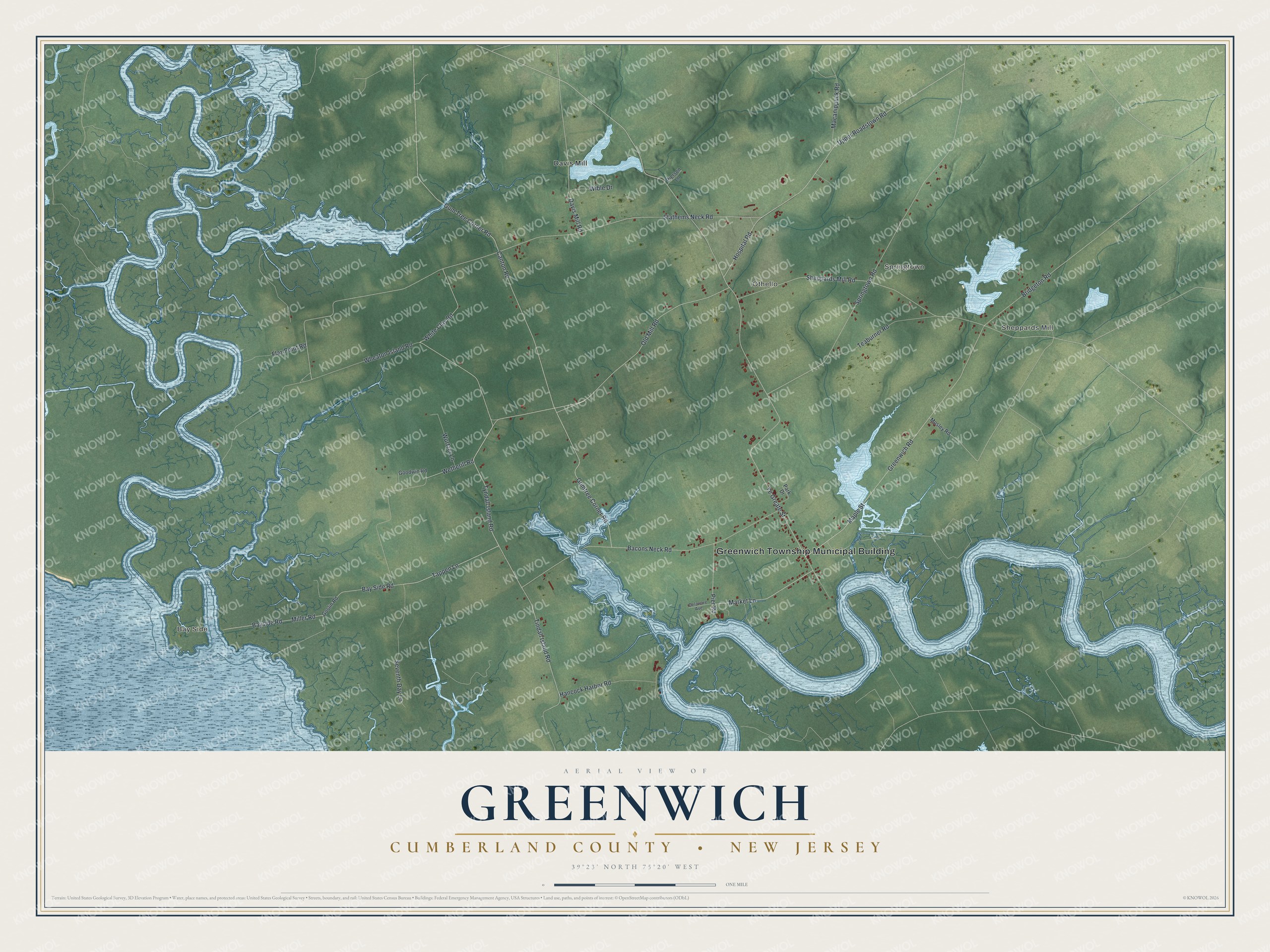 Watermarked full-map preview of Greenwich, New Jersey