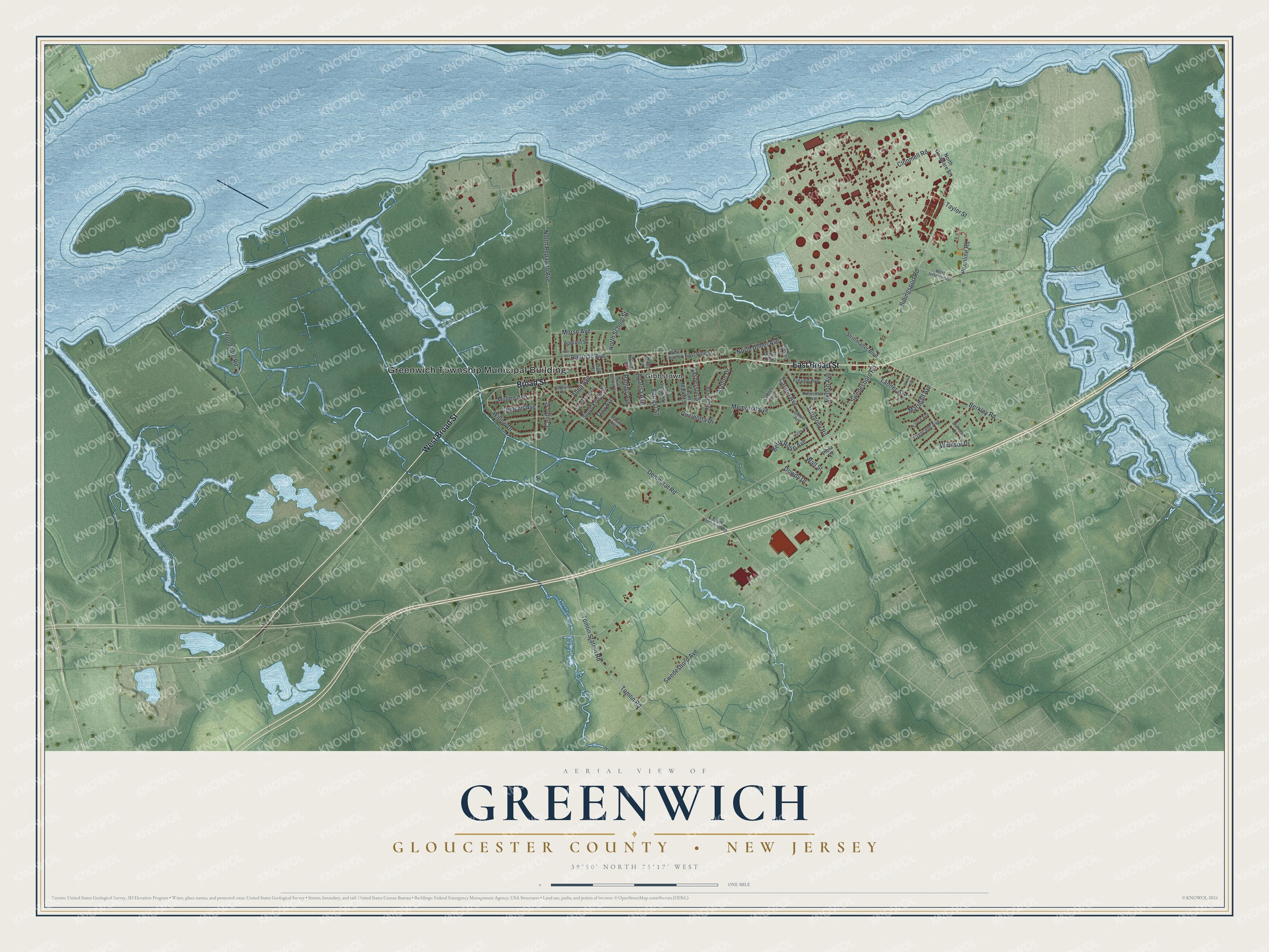 Watermarked full-map preview of Greenwich, New Jersey