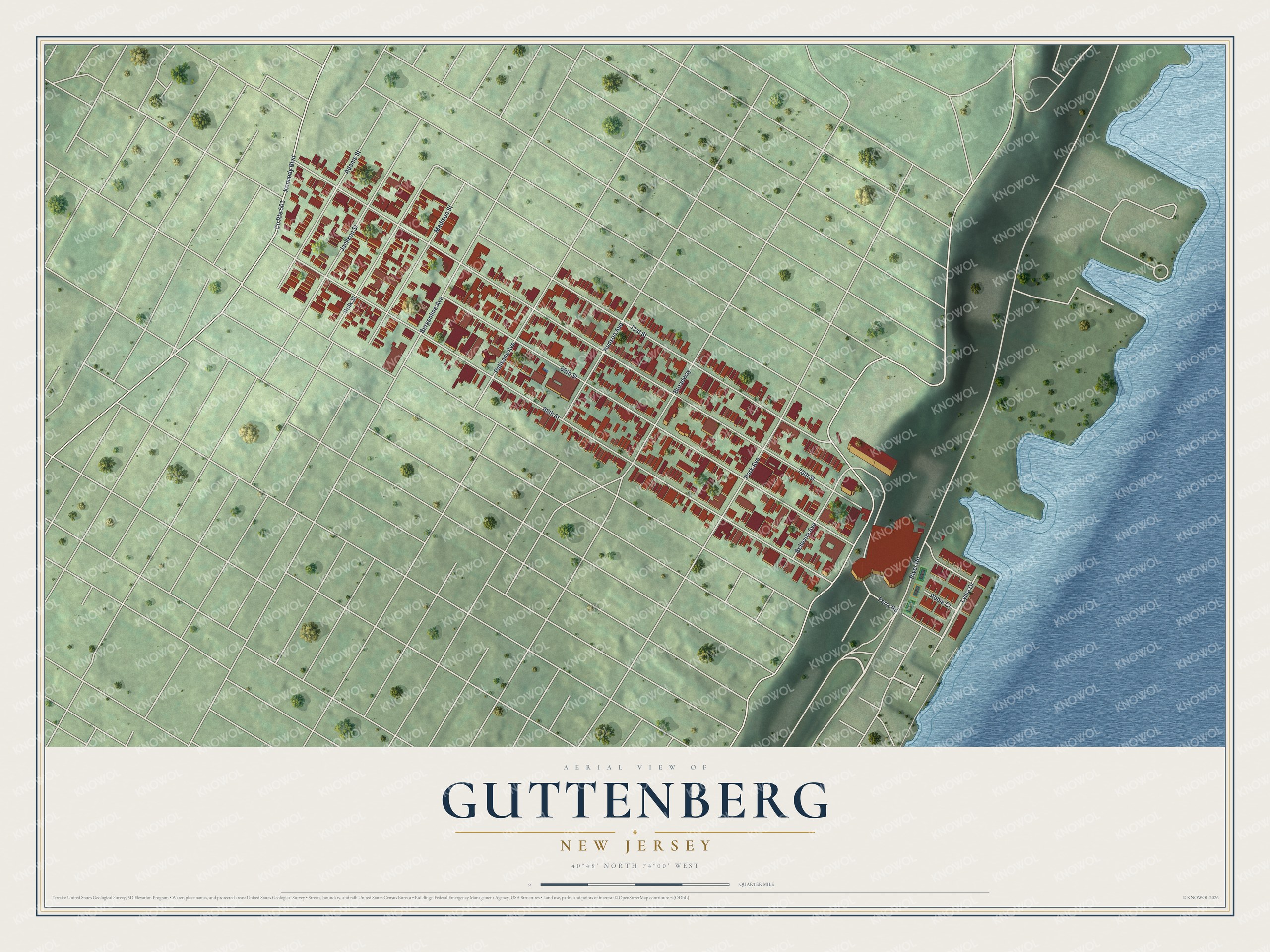 Watermarked full-map preview of Guttenberg, New Jersey