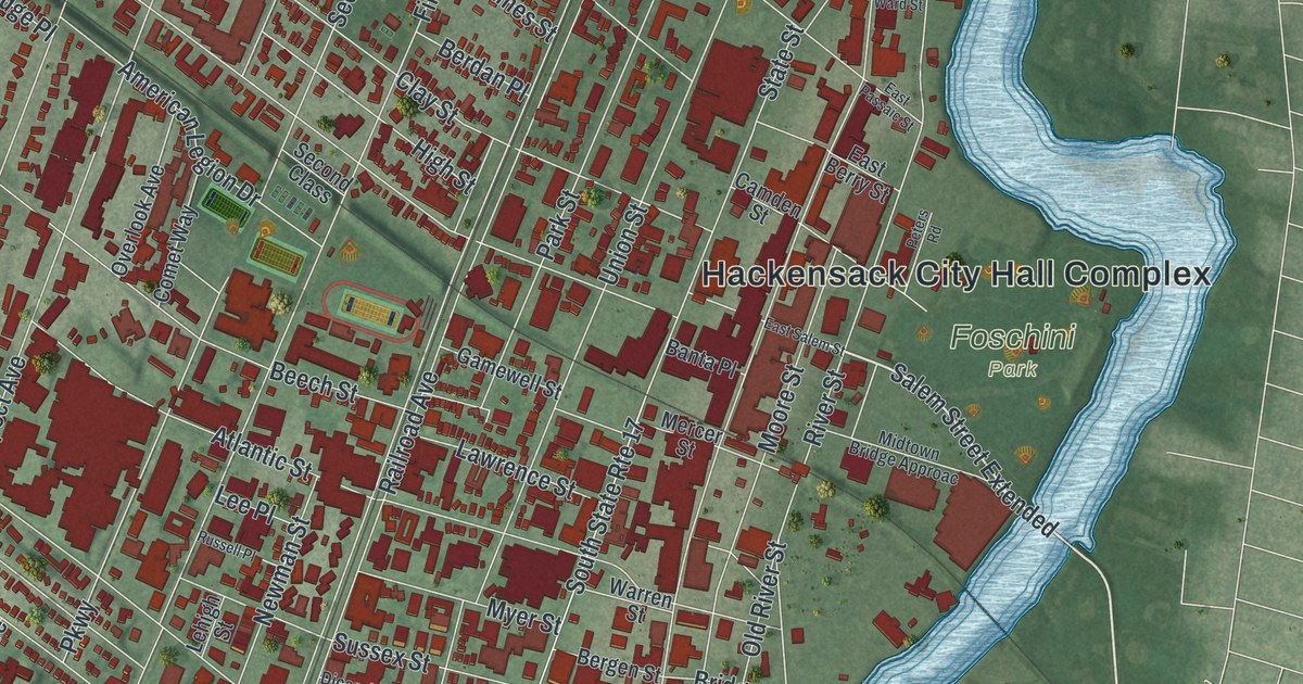 Map of Hackensack, New Jersey