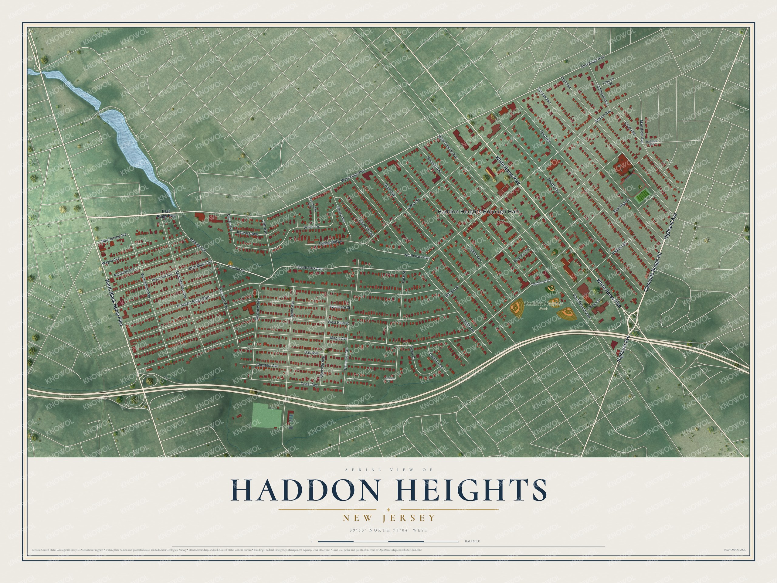 Watermarked full-map preview of Haddon Heights, New Jersey
