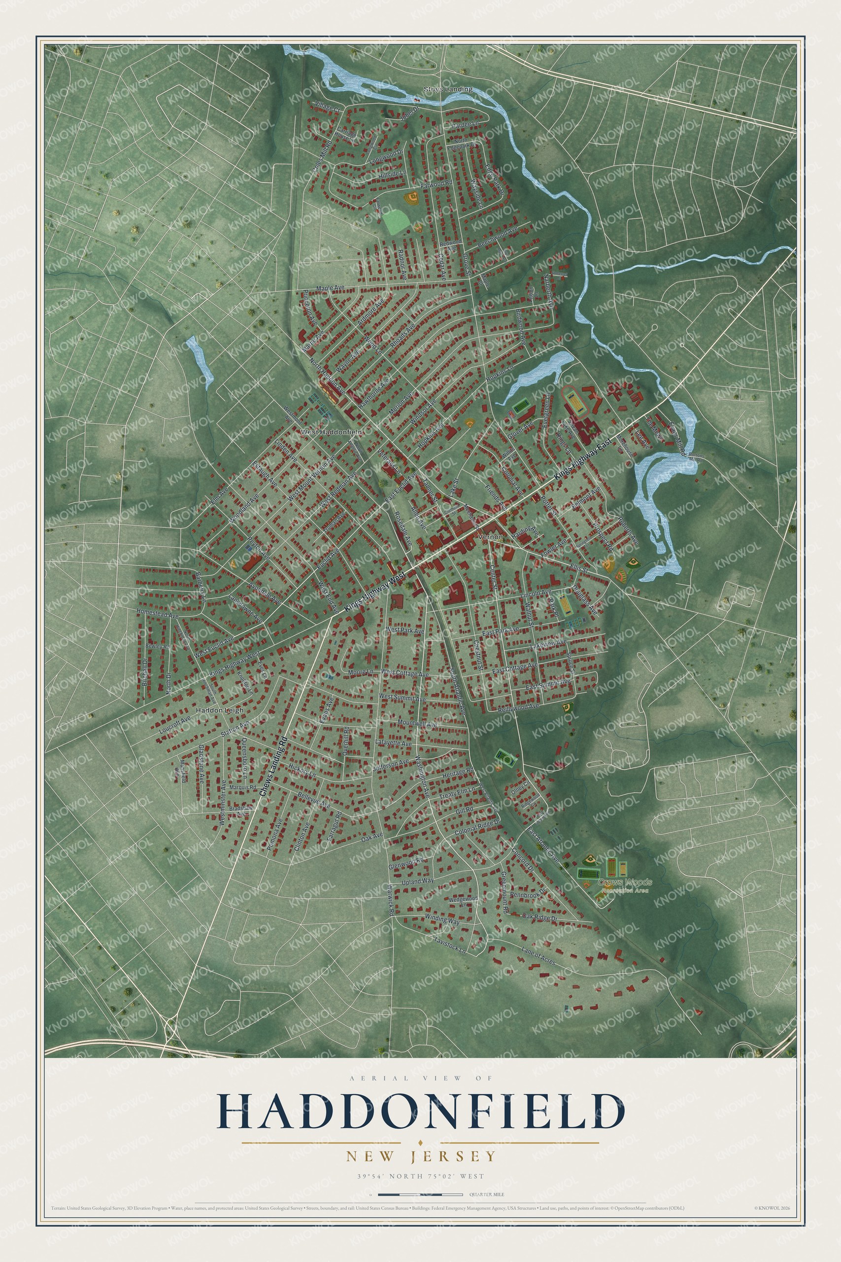 Watermarked full-map preview of Haddonfield, New Jersey