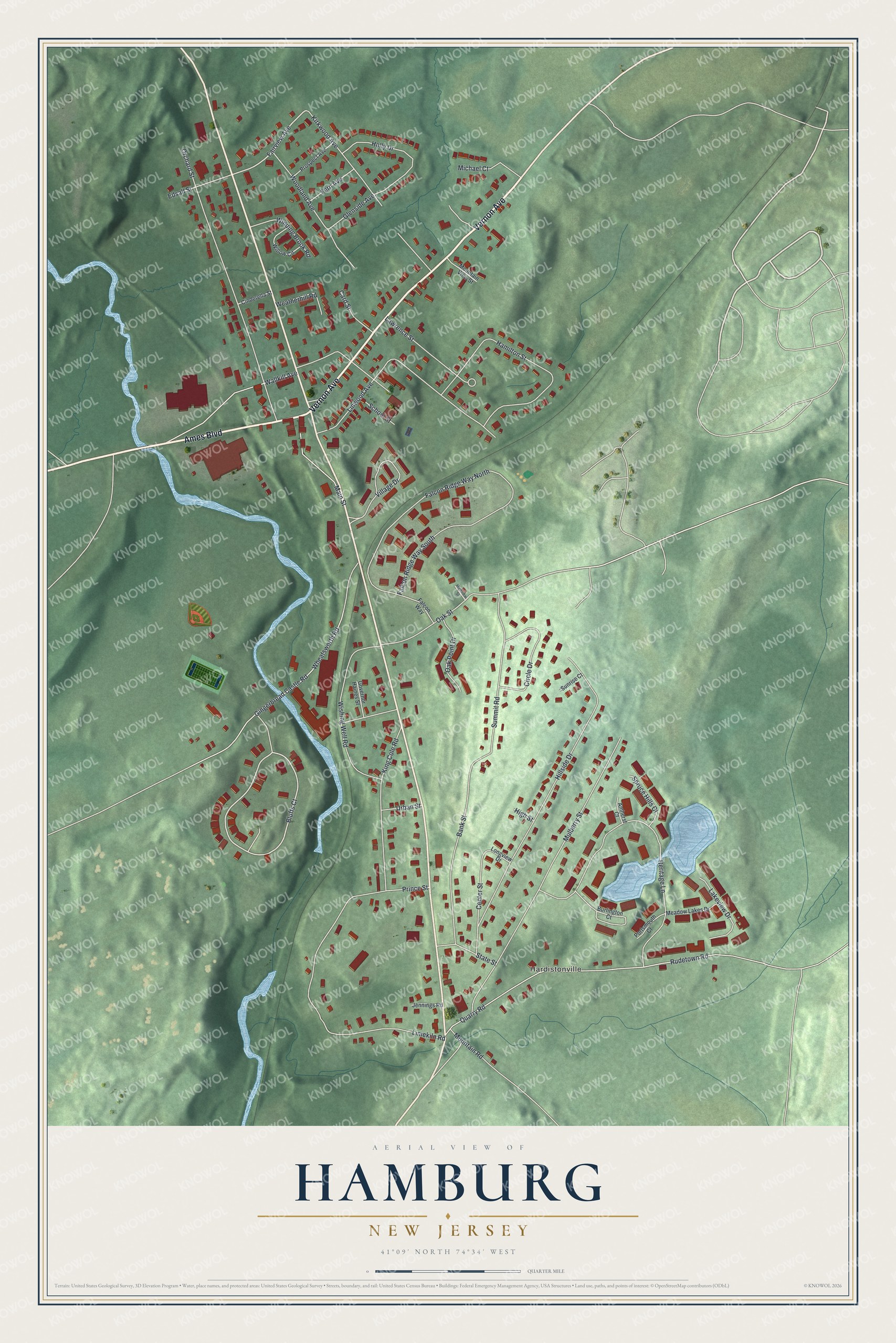 Watermarked full-map preview of Hamburg, New Jersey