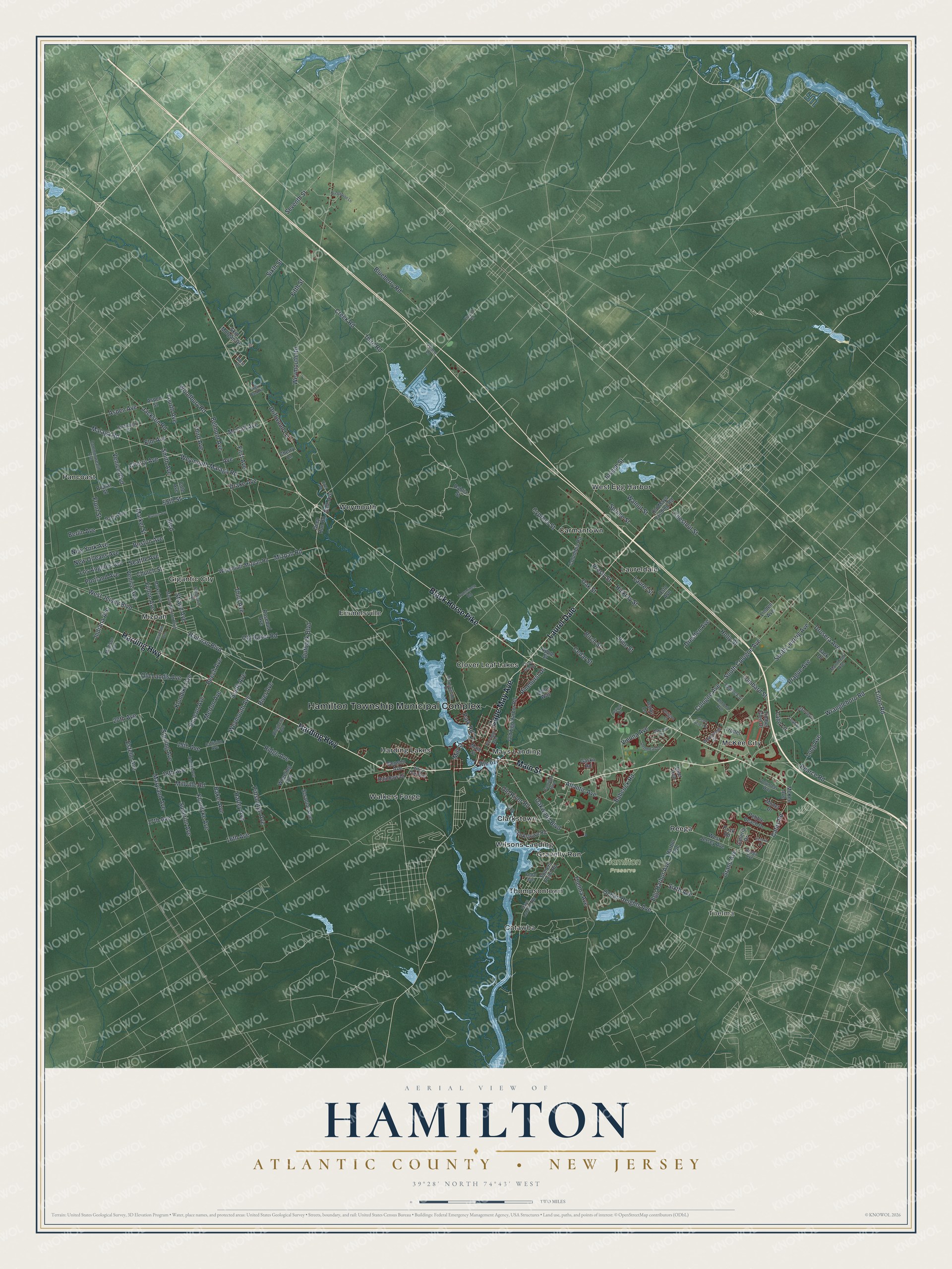 Watermarked full-map preview of Hamilton, New Jersey