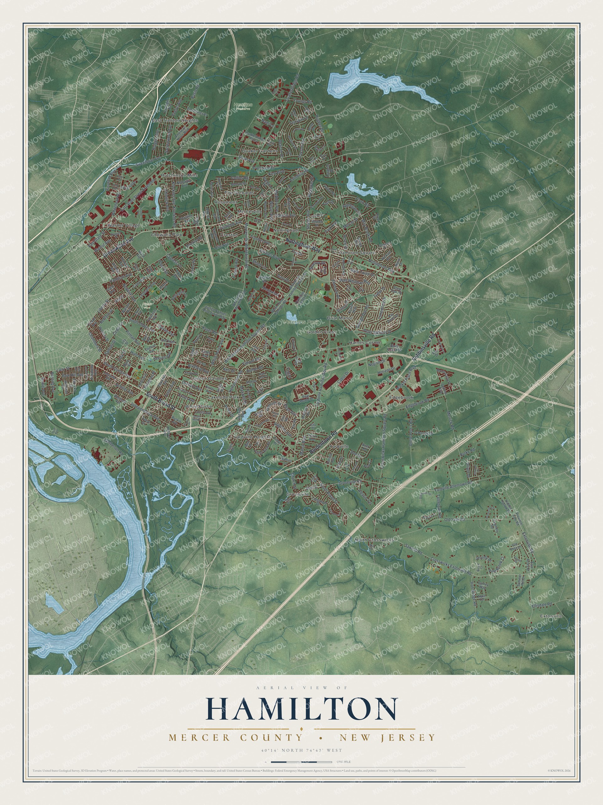 Watermarked full-map preview of Hamilton, New Jersey