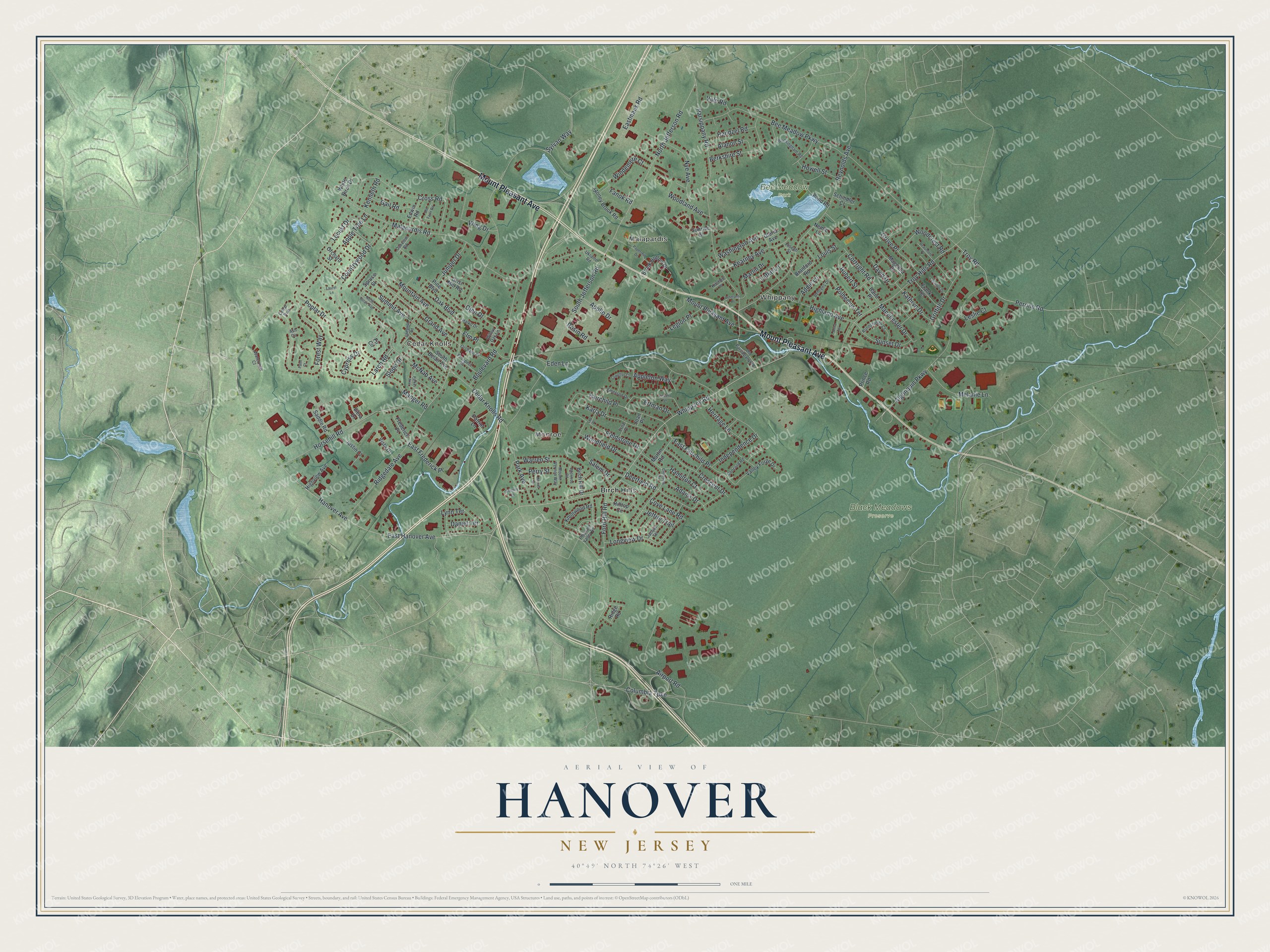 Watermarked full-map preview of Hanover, New Jersey