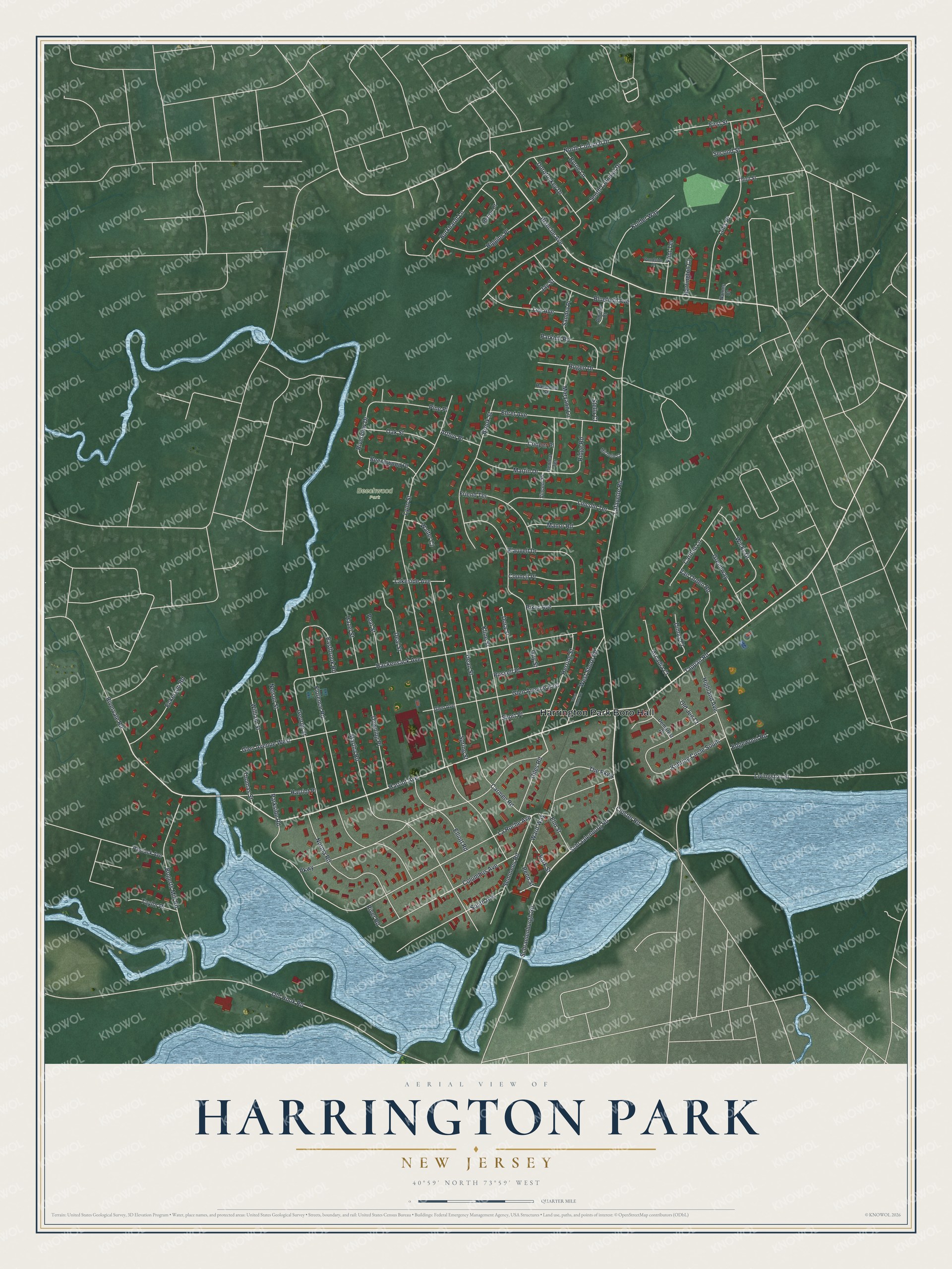 Watermarked full-map preview of Harrington Park, New Jersey