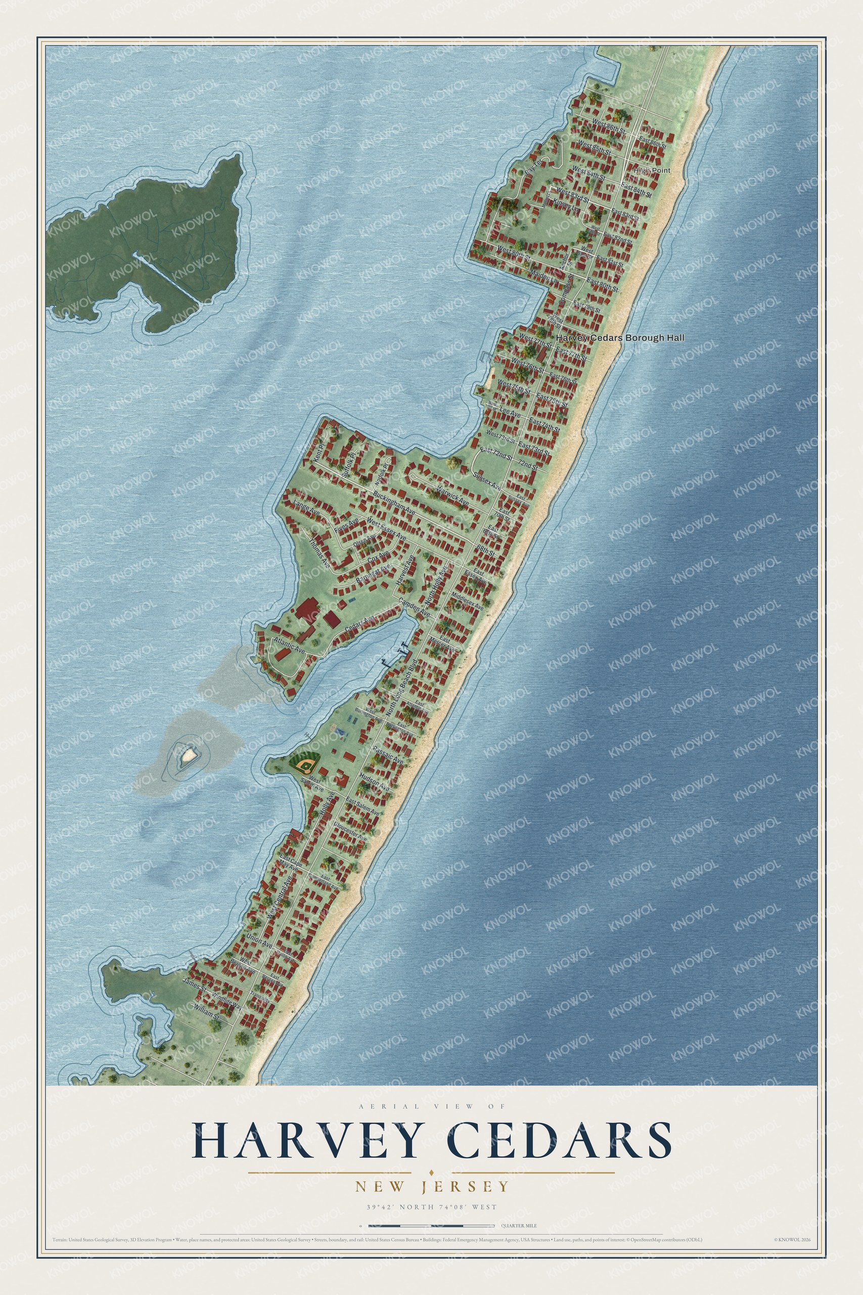 Watermarked full-map preview of Harvey Cedars, New Jersey