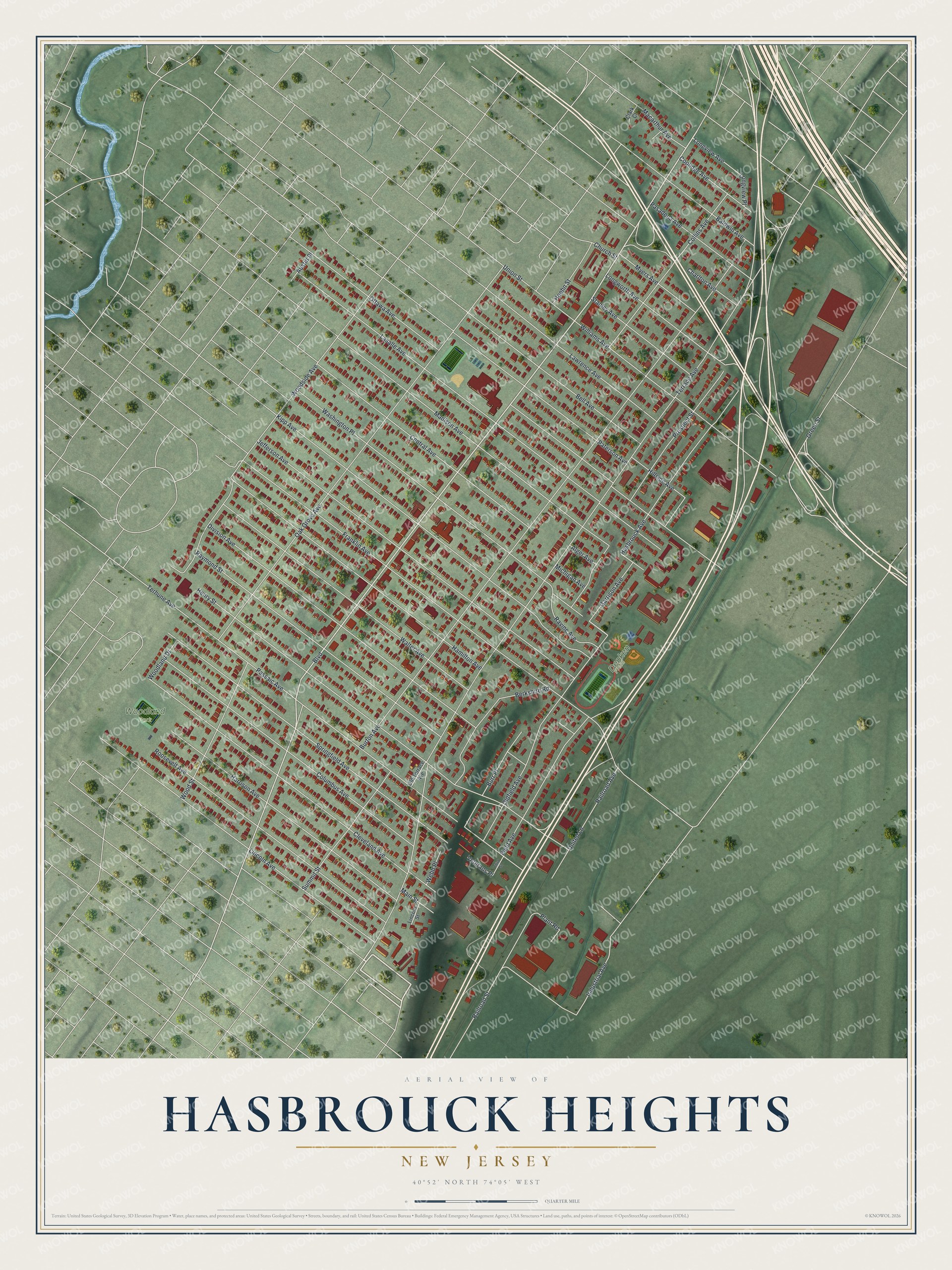 Watermarked full-map preview of Hasbrouck Heights, New Jersey