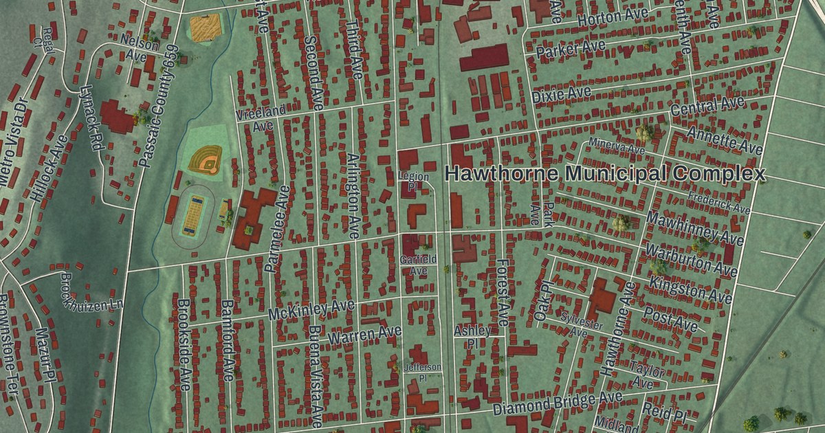 Map of Hawthorne, New Jersey