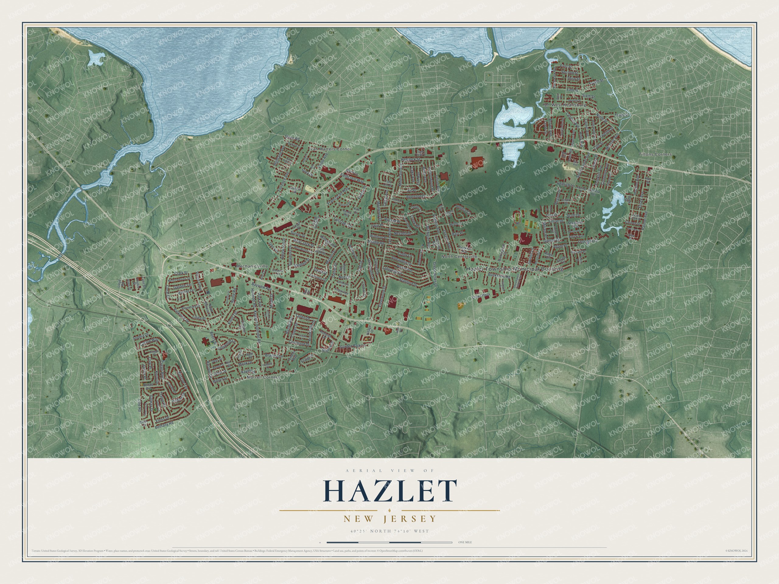 Watermarked full-map preview of Hazlet, New Jersey