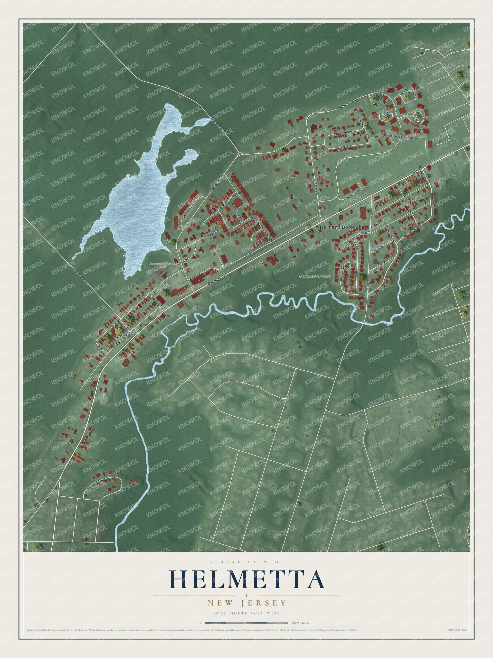 Watermarked full-map preview of Helmetta, New Jersey