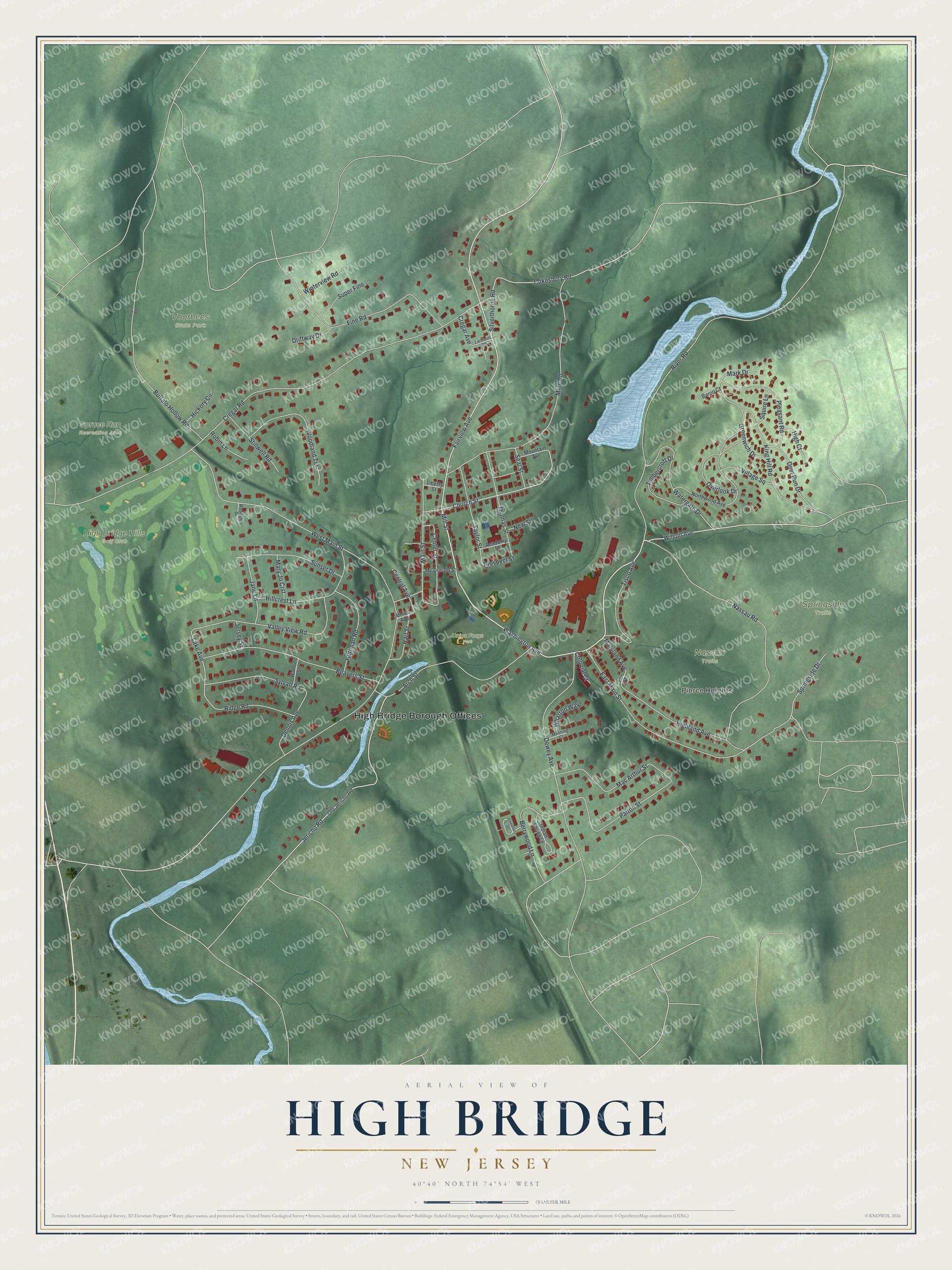 Watermarked full-map preview of High Bridge, New Jersey