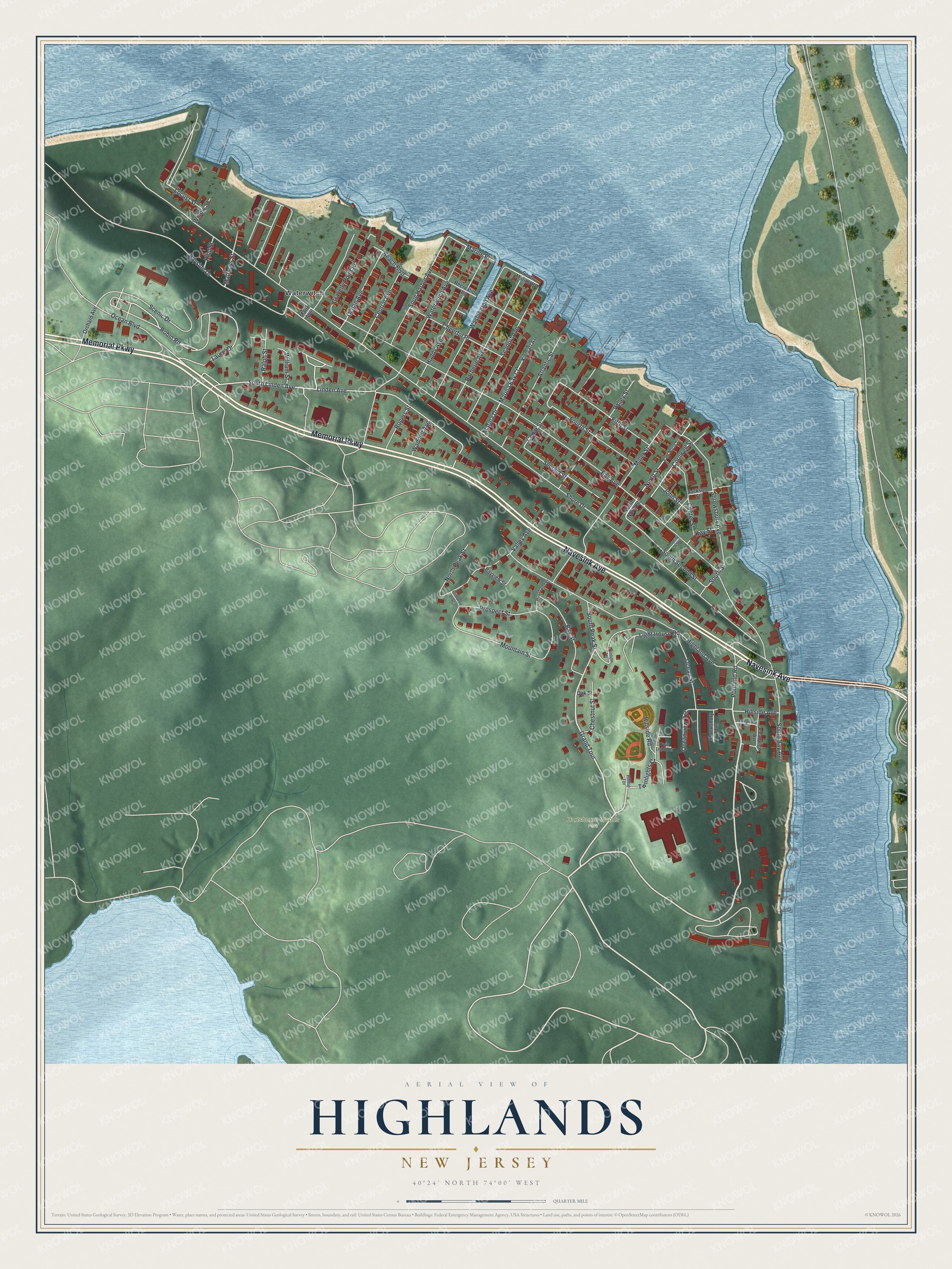 Watermarked full-map preview of Highlands, New Jersey