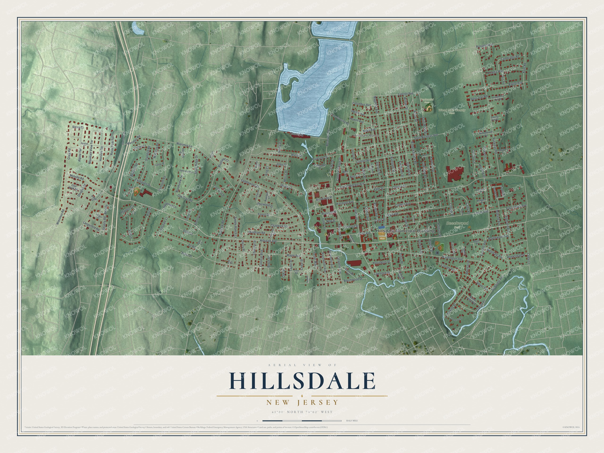 Watermarked full-map preview of Hillsdale, New Jersey