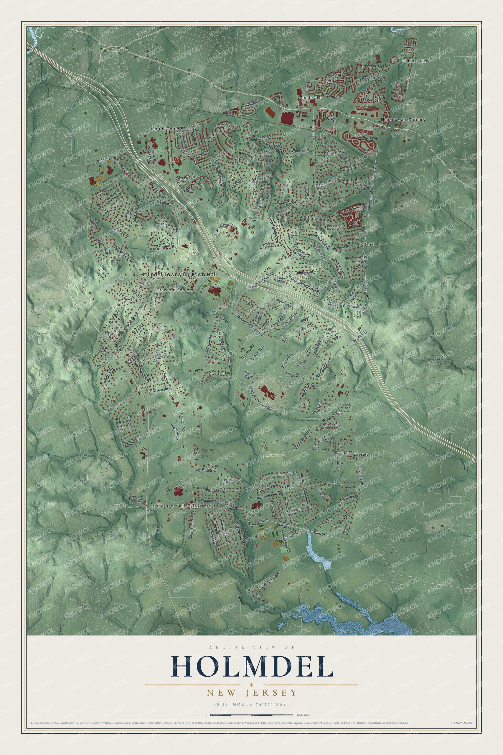 Watermarked full-map preview of Holmdel, New Jersey