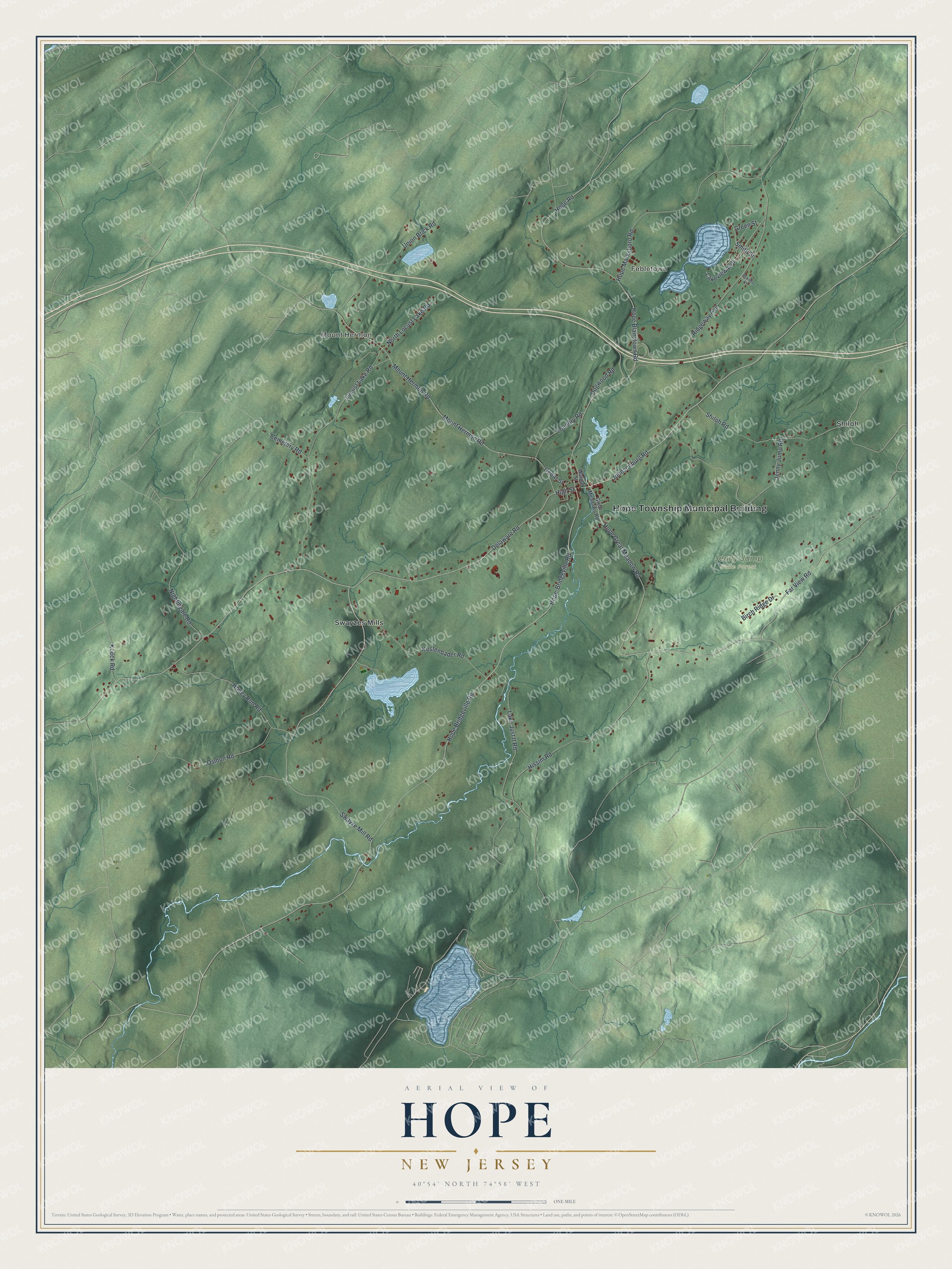 Watermarked full-map preview of Hope, New Jersey