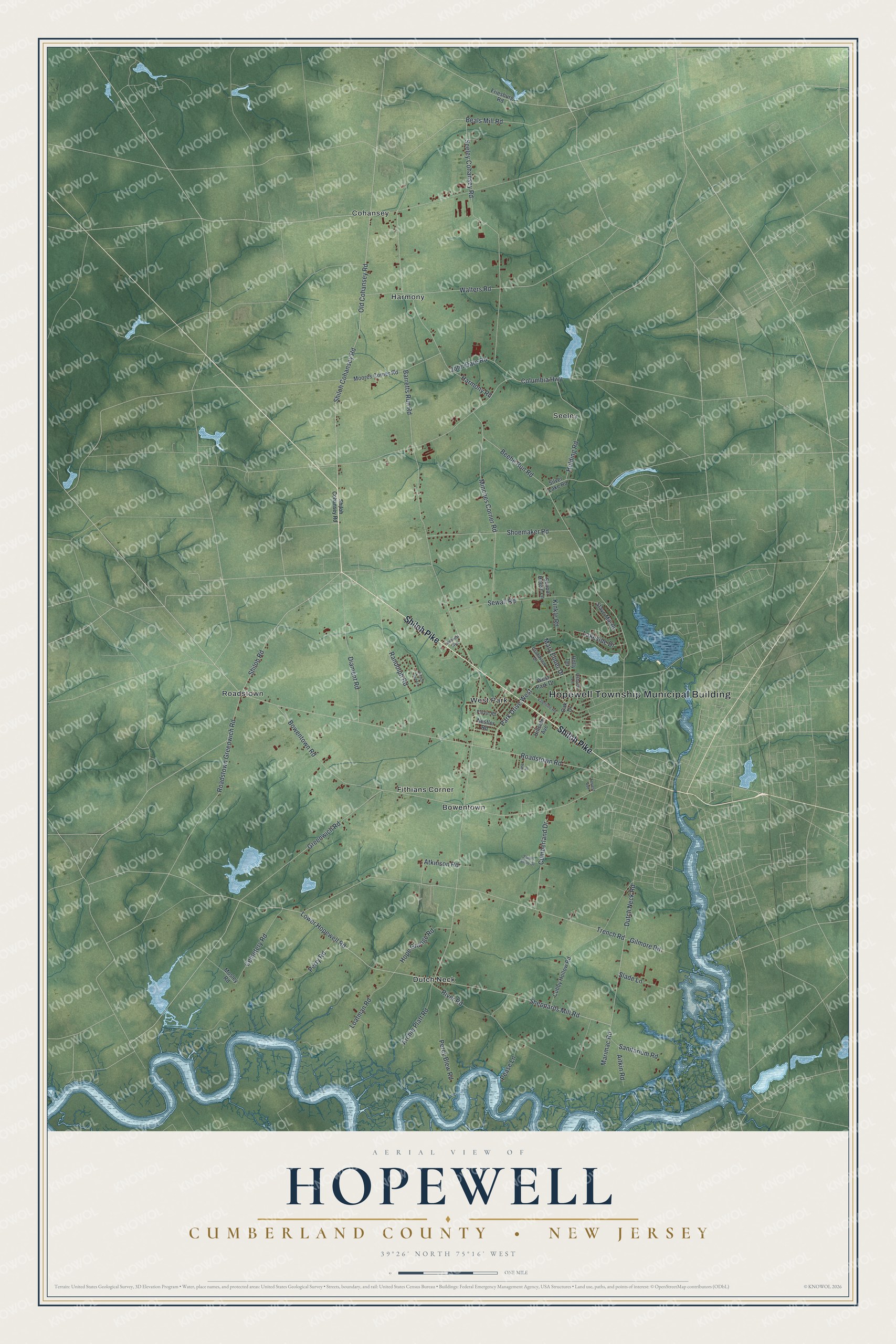 Watermarked full-map preview of Hopewell, New Jersey