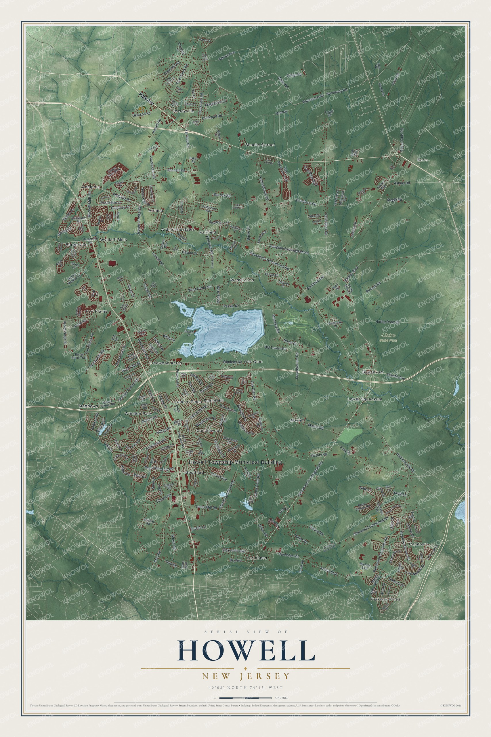 Watermarked full-map preview of Howell, New Jersey