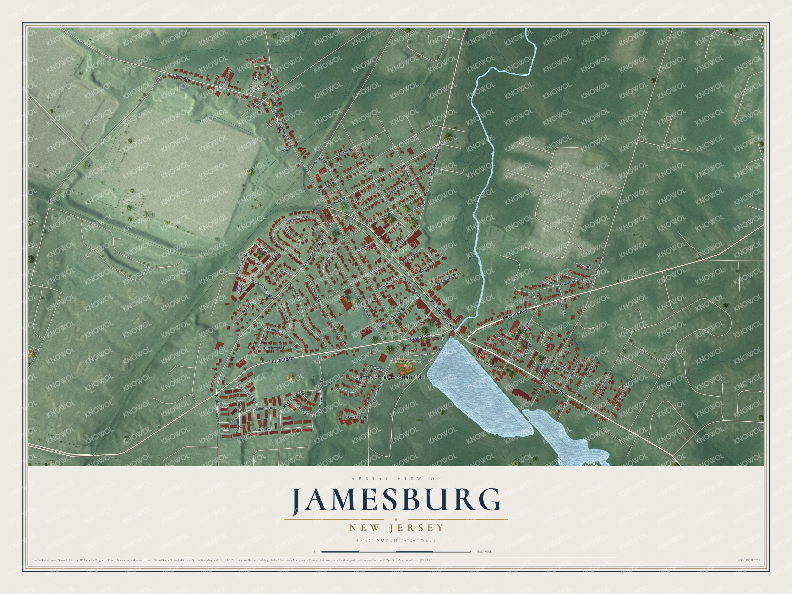 Watermarked full-map preview of Jamesburg, New Jersey