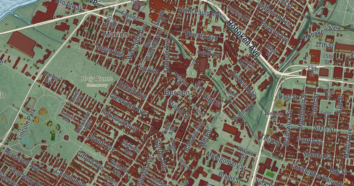 Map of Jersey City, New Jersey