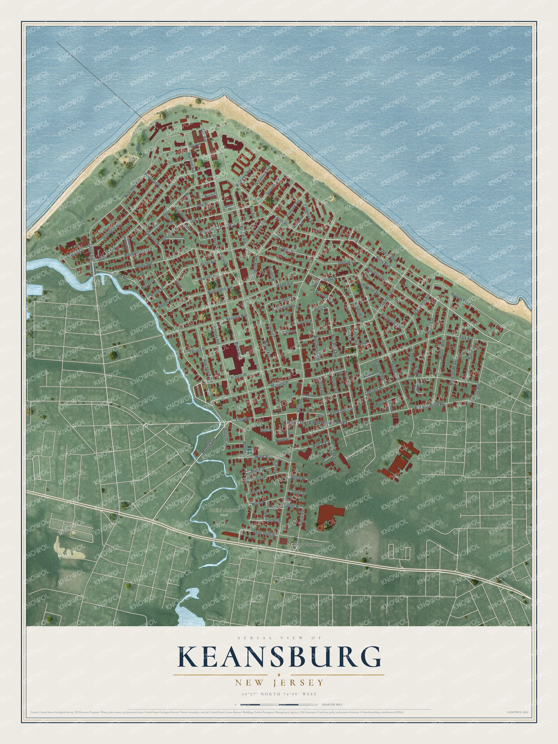 Watermarked full-map preview of Keansburg, New Jersey