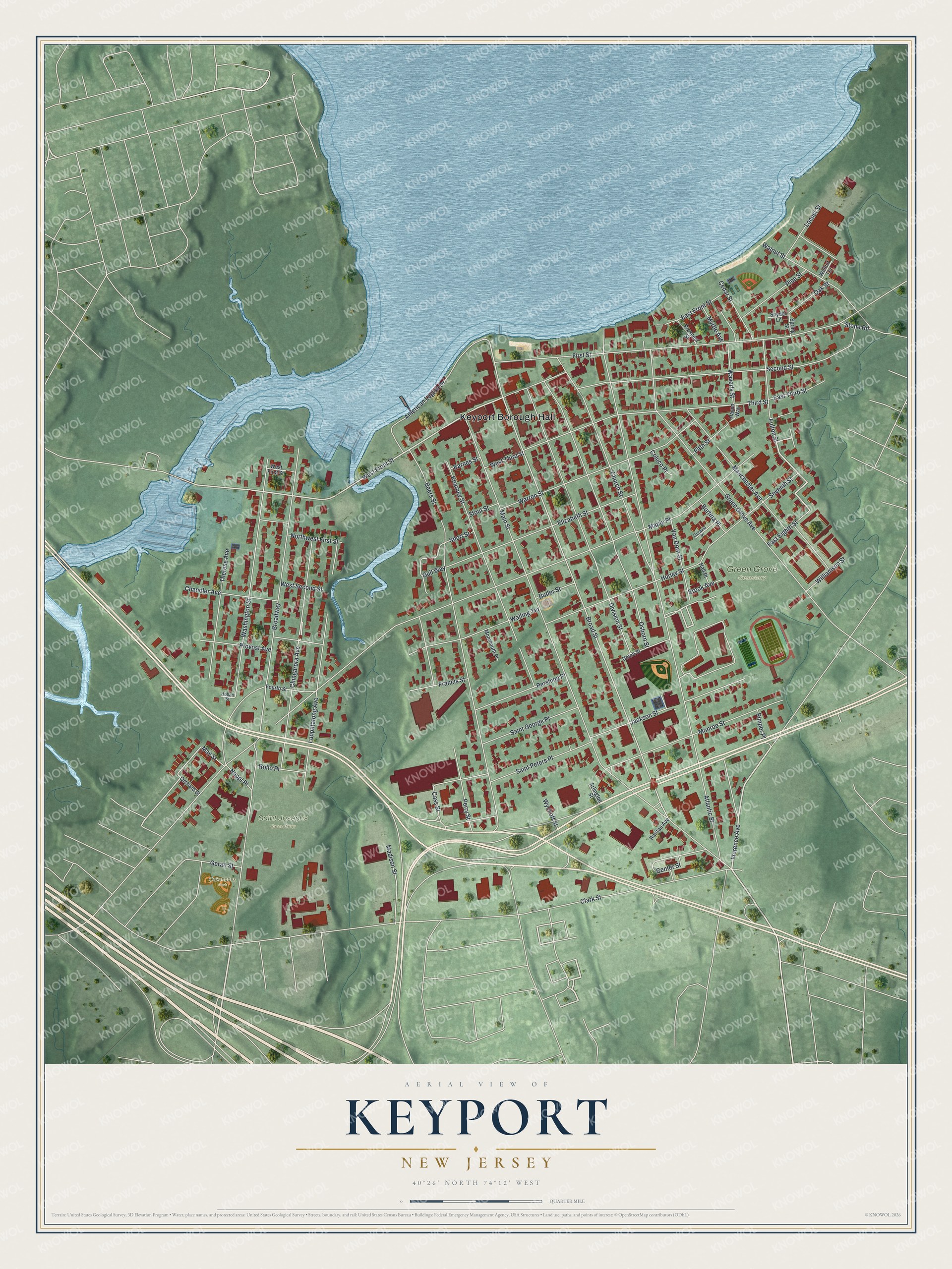 Watermarked full-map preview of Keyport, New Jersey