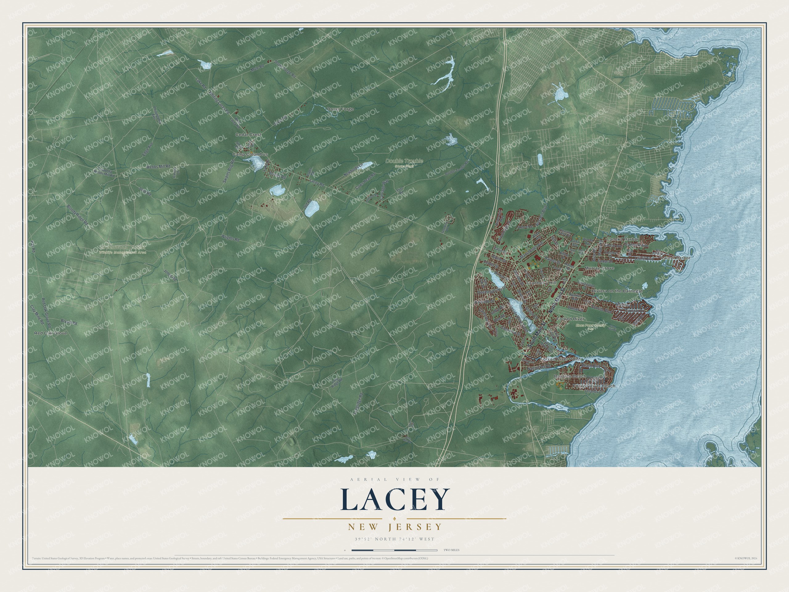 Watermarked full-map preview of Lacey, New Jersey