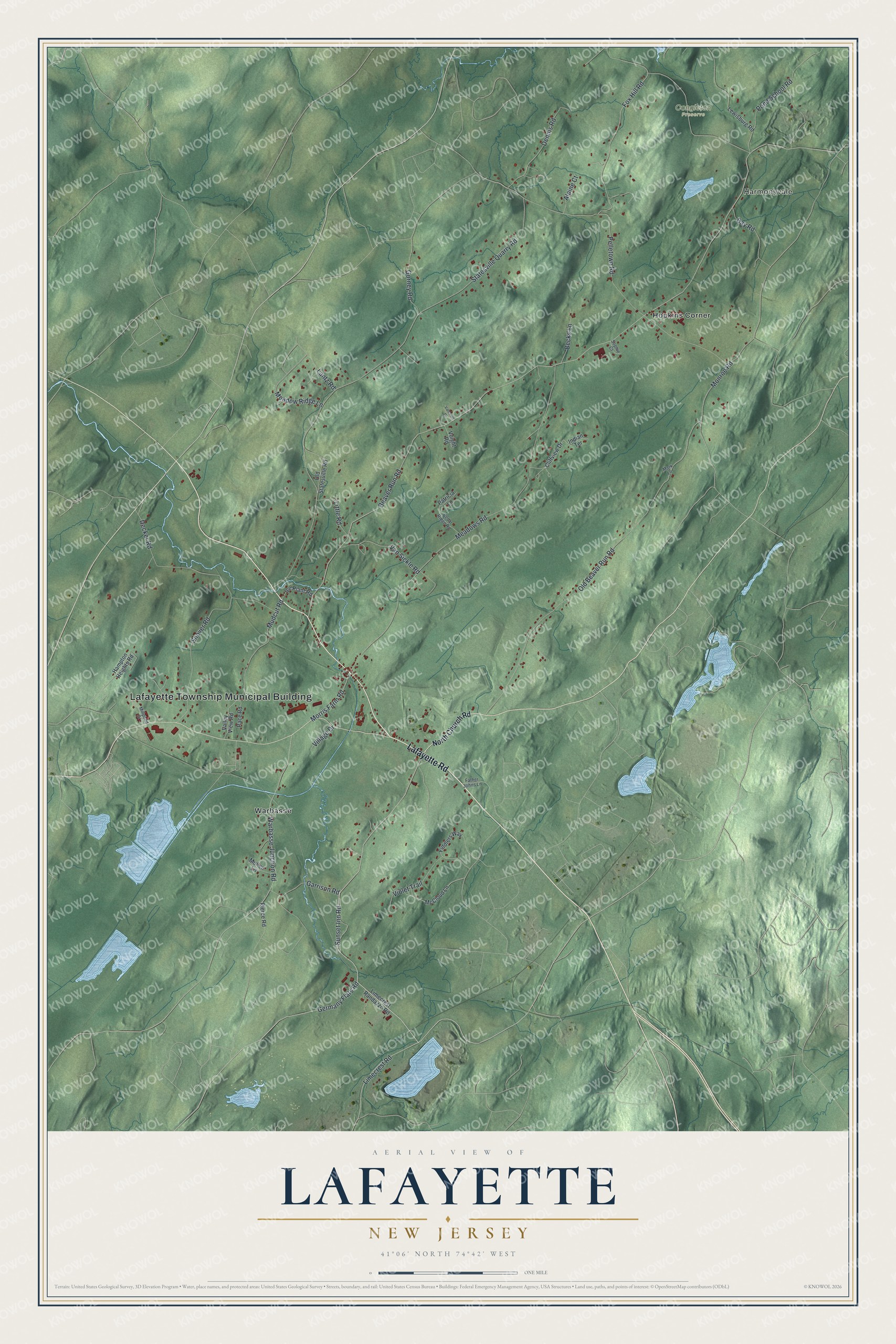 Watermarked full-map preview of Lafayette, New Jersey