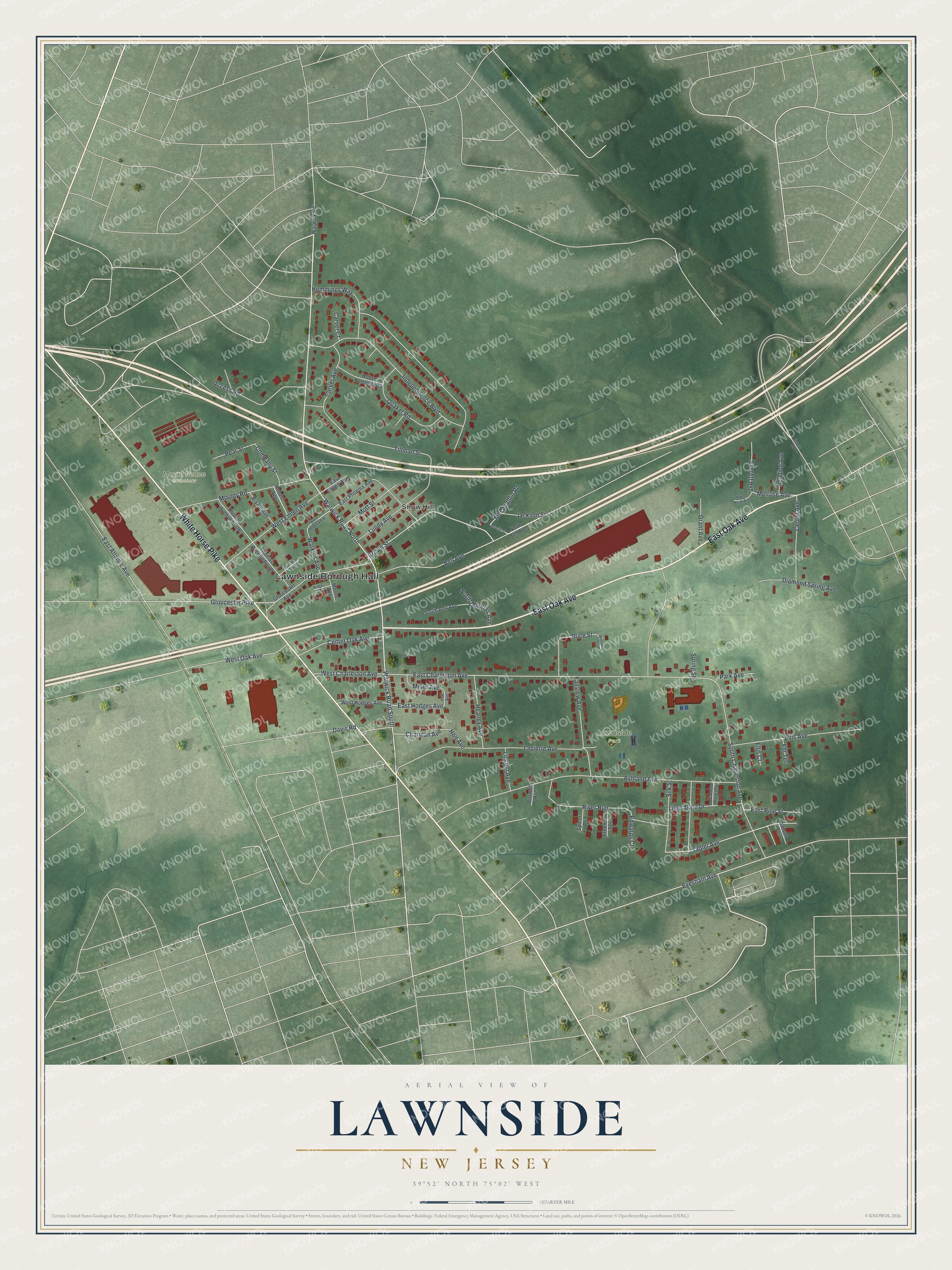 Watermarked full-map preview of Lawnside, New Jersey